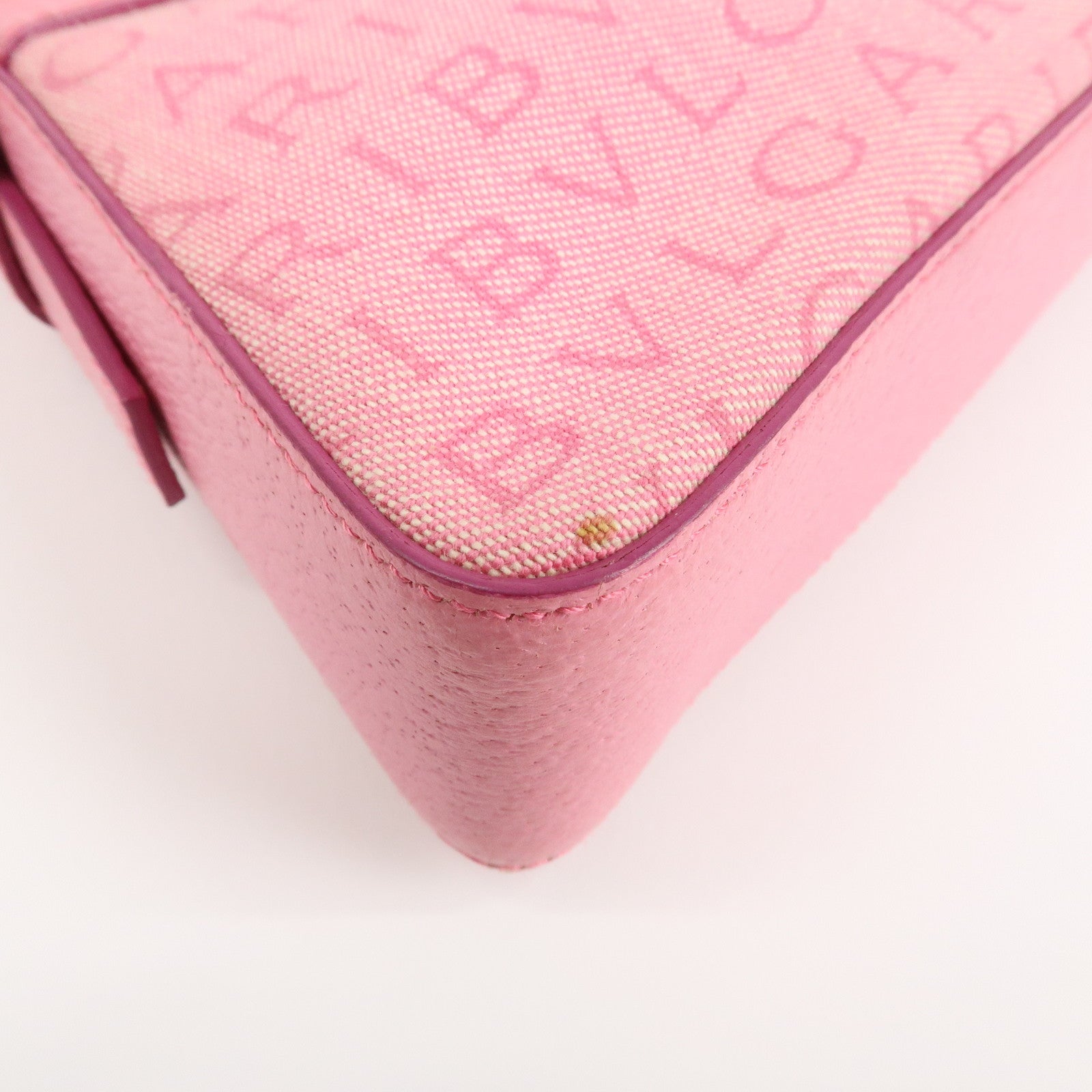 BVLGARI Logo Mania Leather Canvas Shoulder Bag Pink