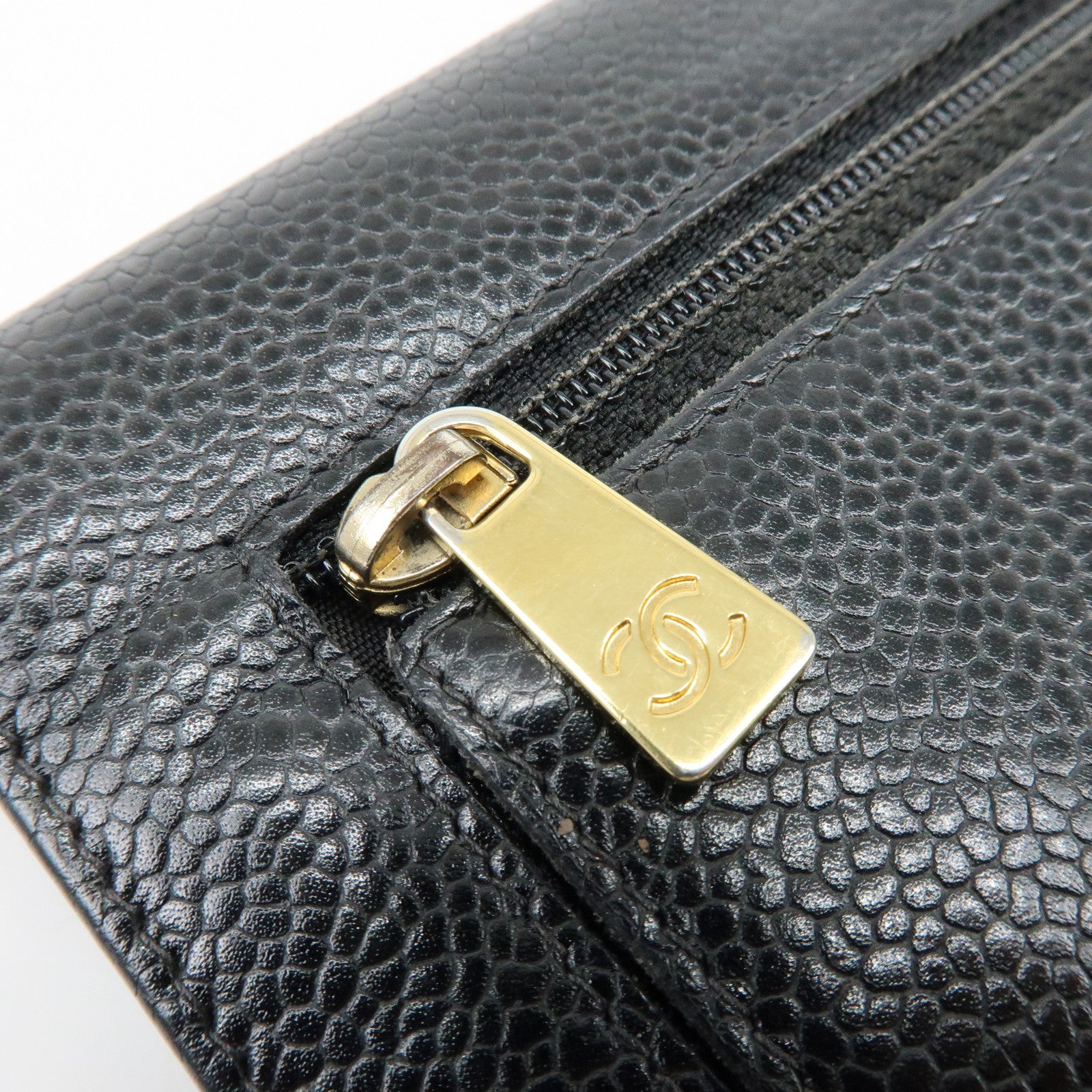CHANEL COCO Mark Caviarskin Compact Flap Wallet Black