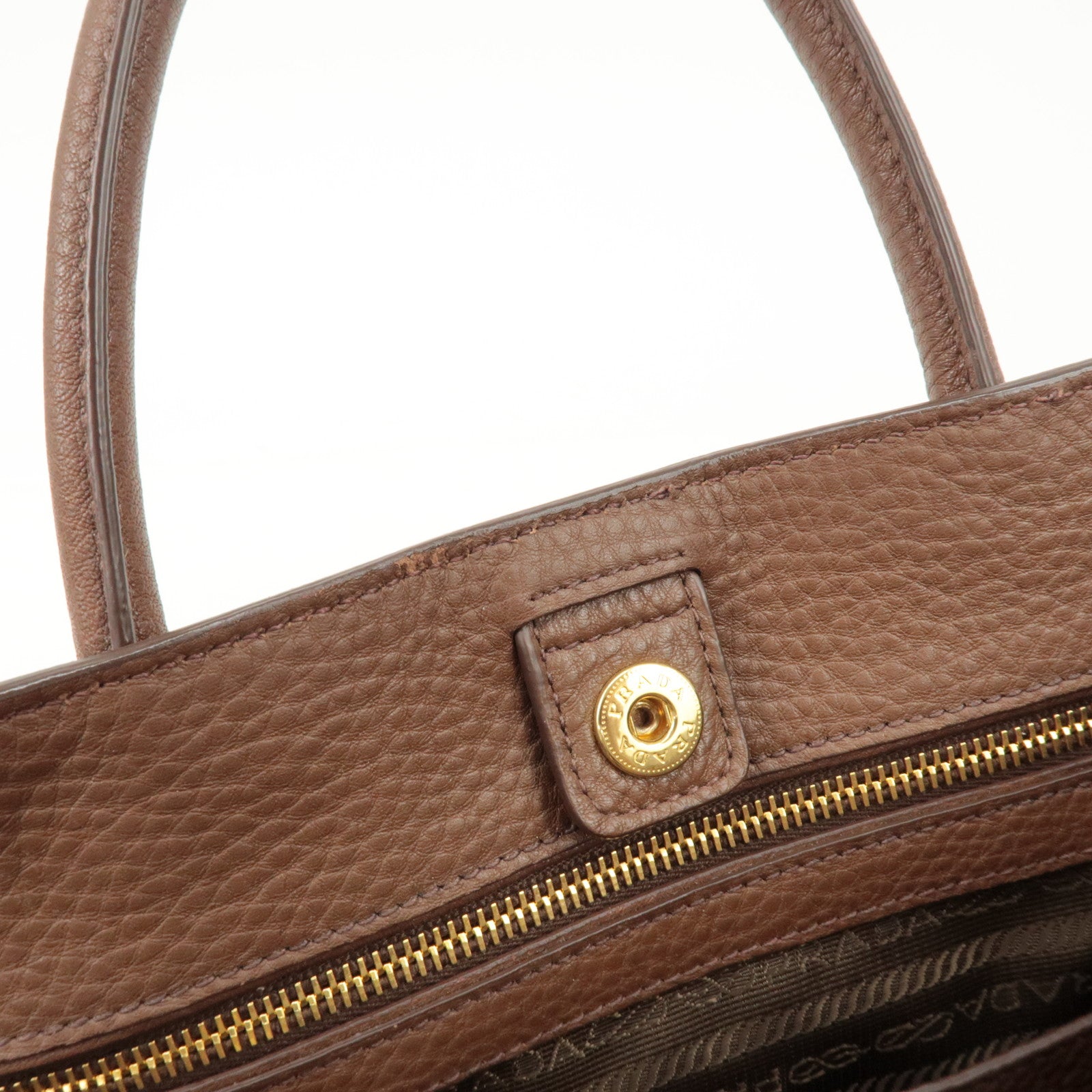 PRADA Vitello Daino Leather 2Way Tote Bag Shoulder Bag BN2545 Used