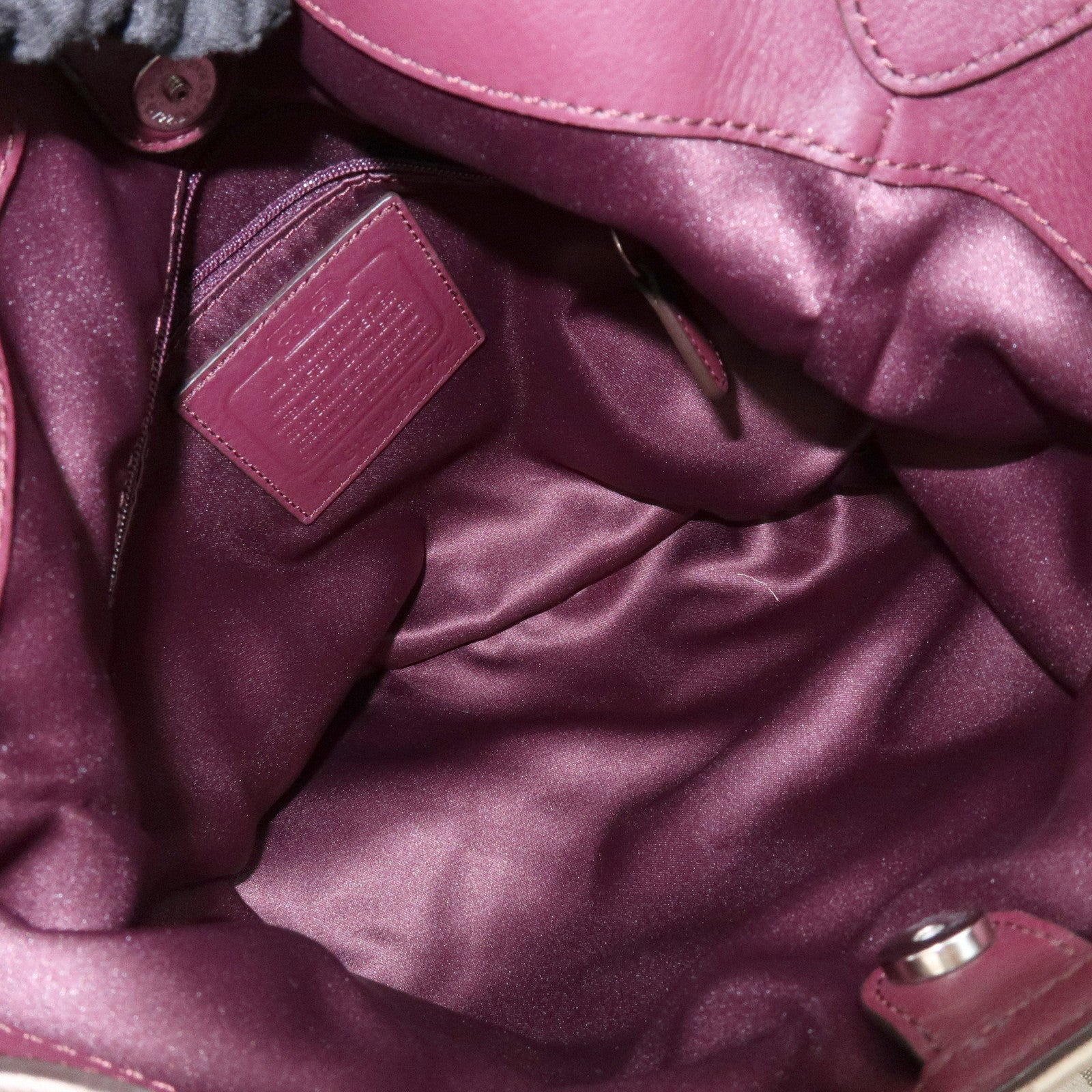 COACH Signature Canvas Leather Shoulder Bag Hand Bag Beige Bordeaux