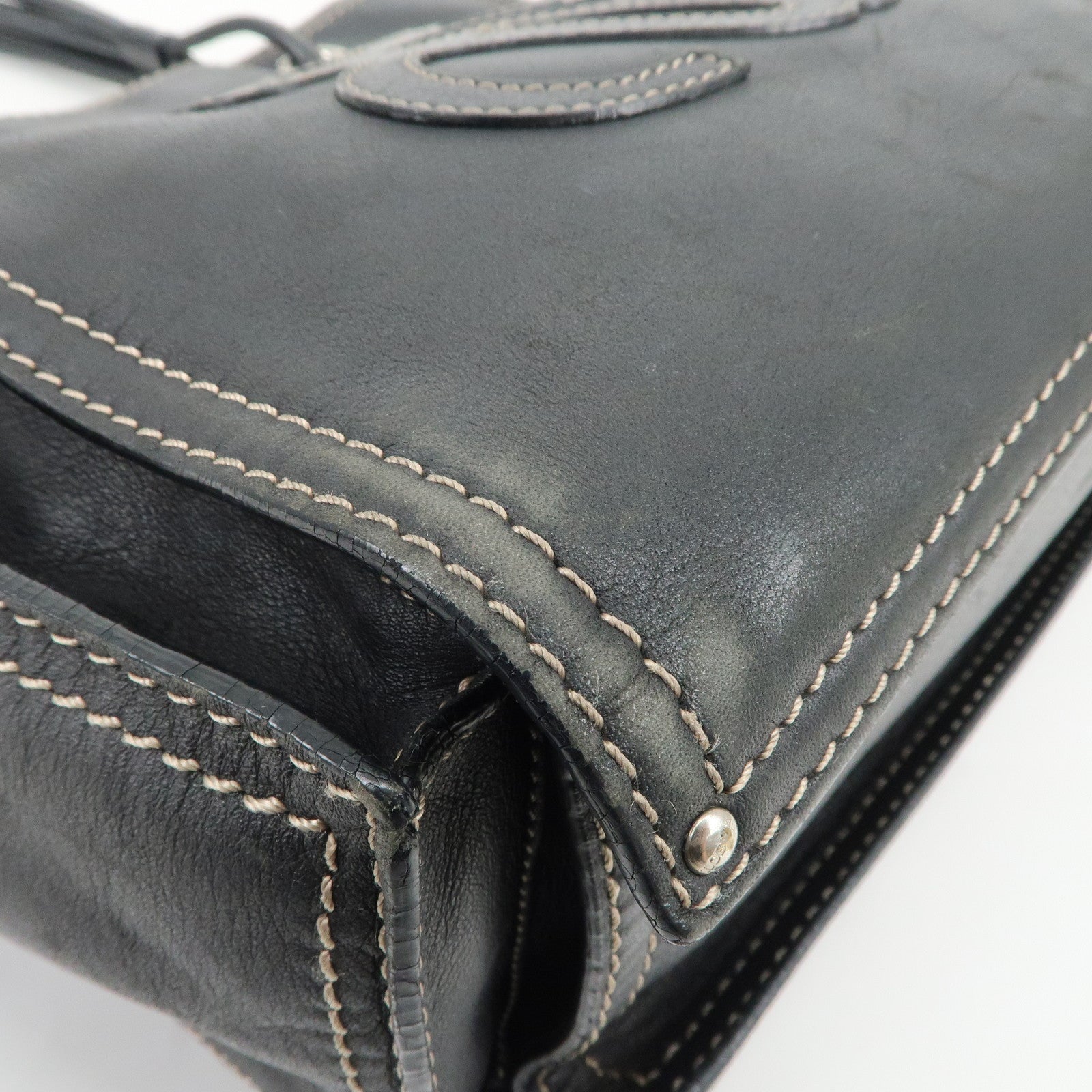 LOEWE Anagram Calf Leather Tote Bag Shoulder Bag Black