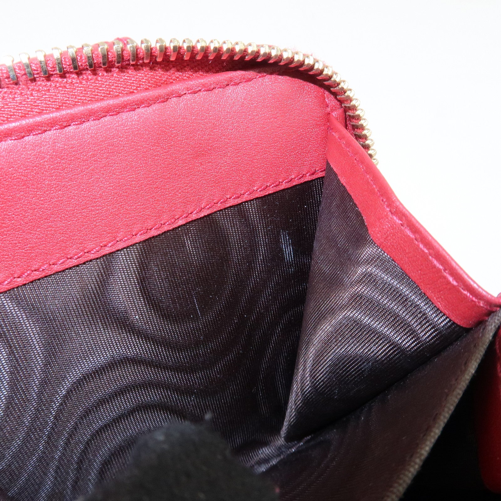 GUCCI Micro Guccissima Leather Bi-Fold Compact Wallet Red 449395 Used