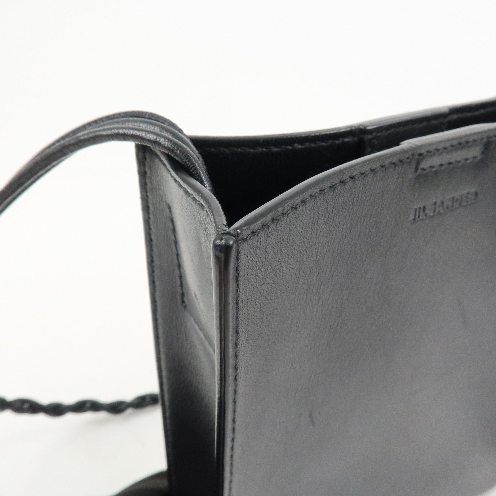 JIL SANDER Tangle Small Logo Leather Shoulder Bag Black