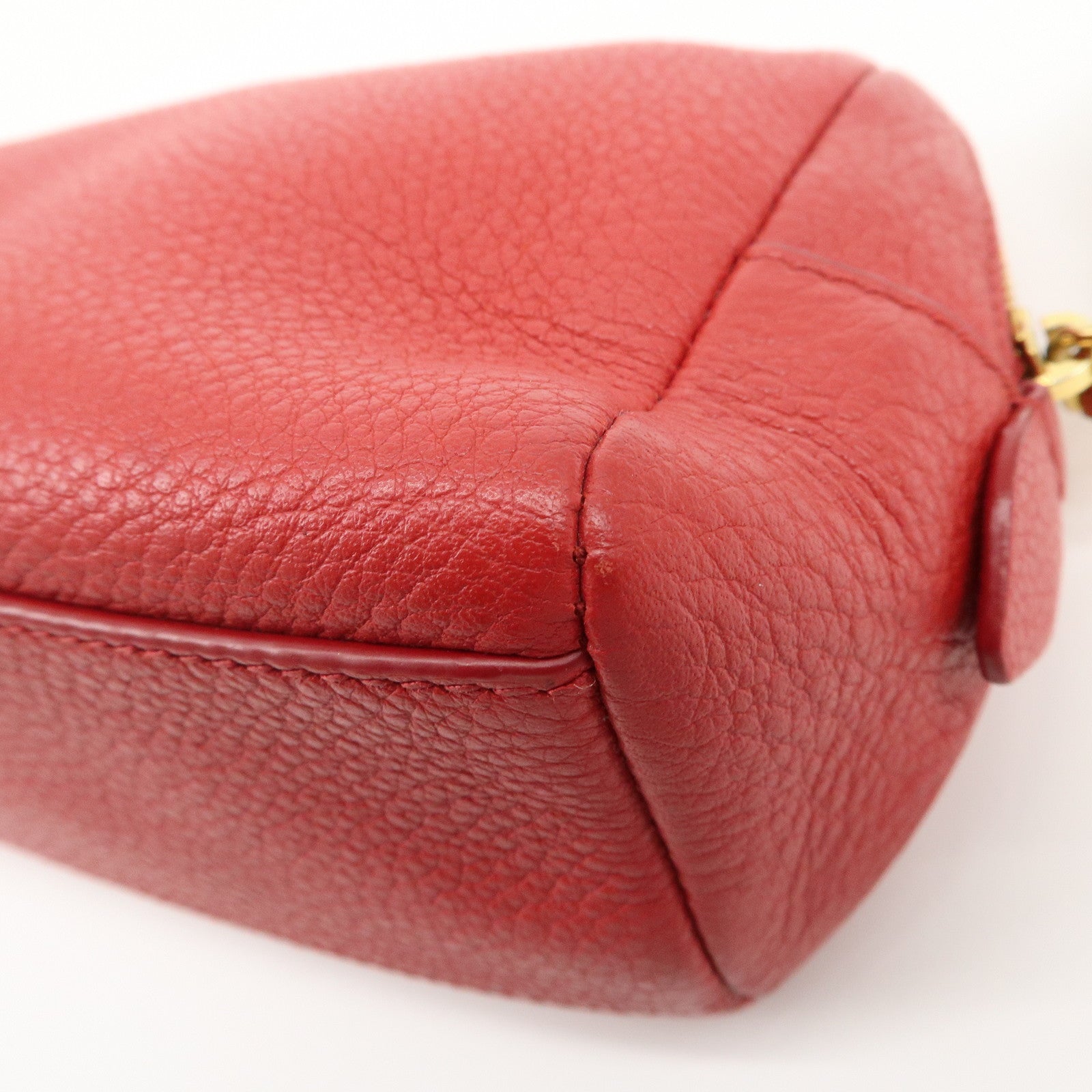 PRADA Logo Leather Pouch Cosmetic Pouch Red