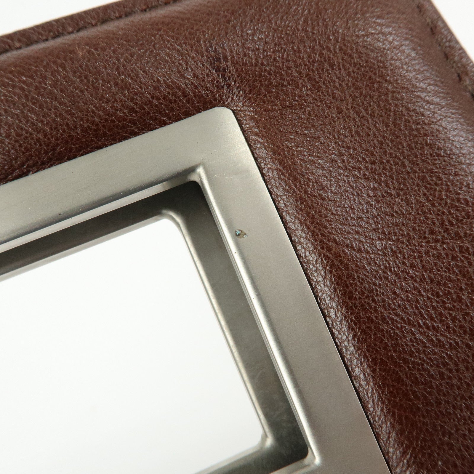 BOTTEGA VENETA Leather Square Hand Bag Brown