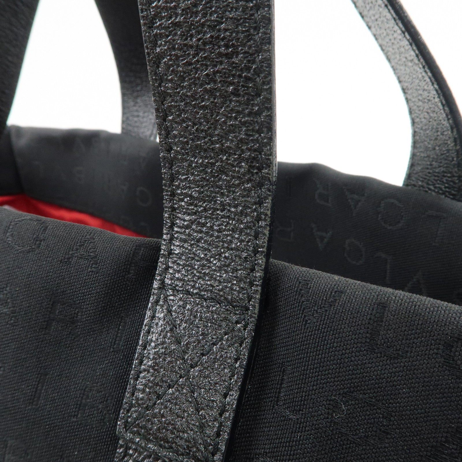 BVLGARI Logomania Canvas Leather Tote Bag Shoulder Bag Black