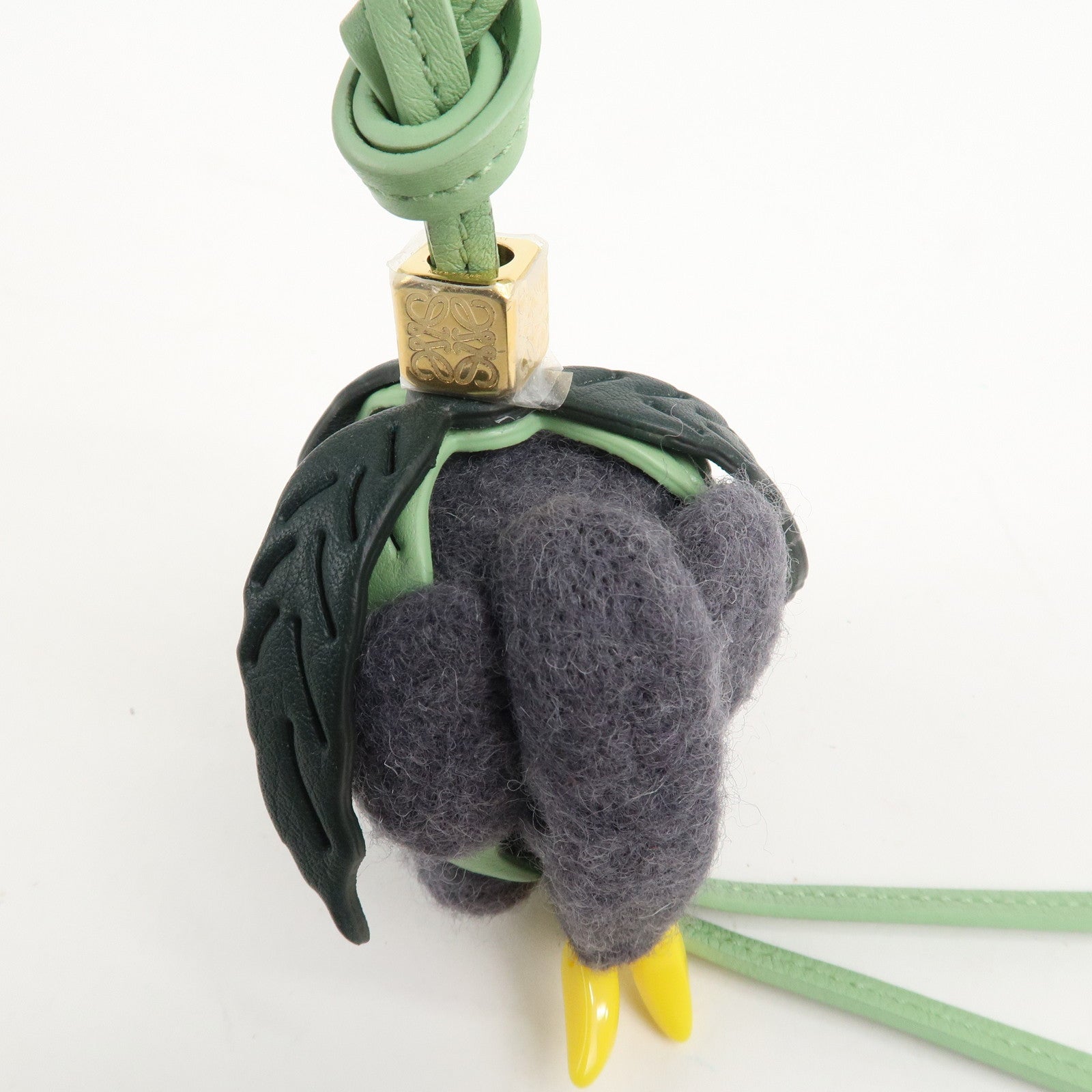 LOEWE Suna Fujita Calf Leather Felt Elephant Bag Charm Gray
