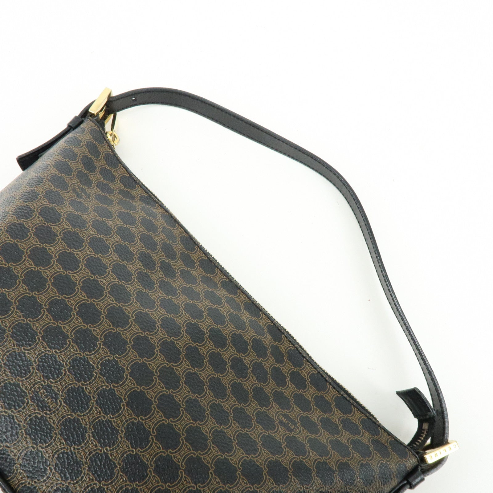 CELINE Macadam PVC Leather Shoulder Bag Hand Bag Black Brown