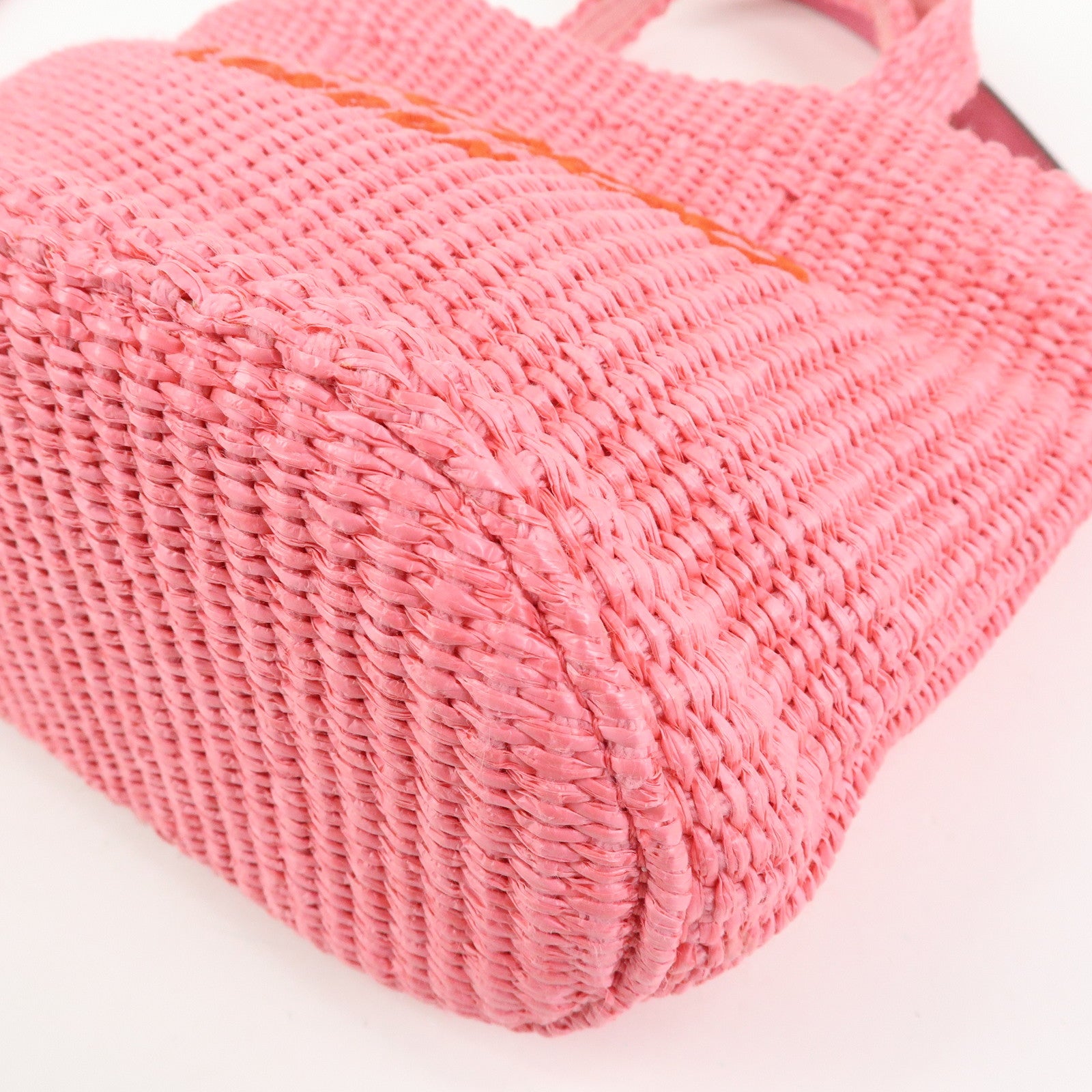 JIMMY CHOO Raffia Leather Beach Tote East West Mini 2Way Bag Pink
