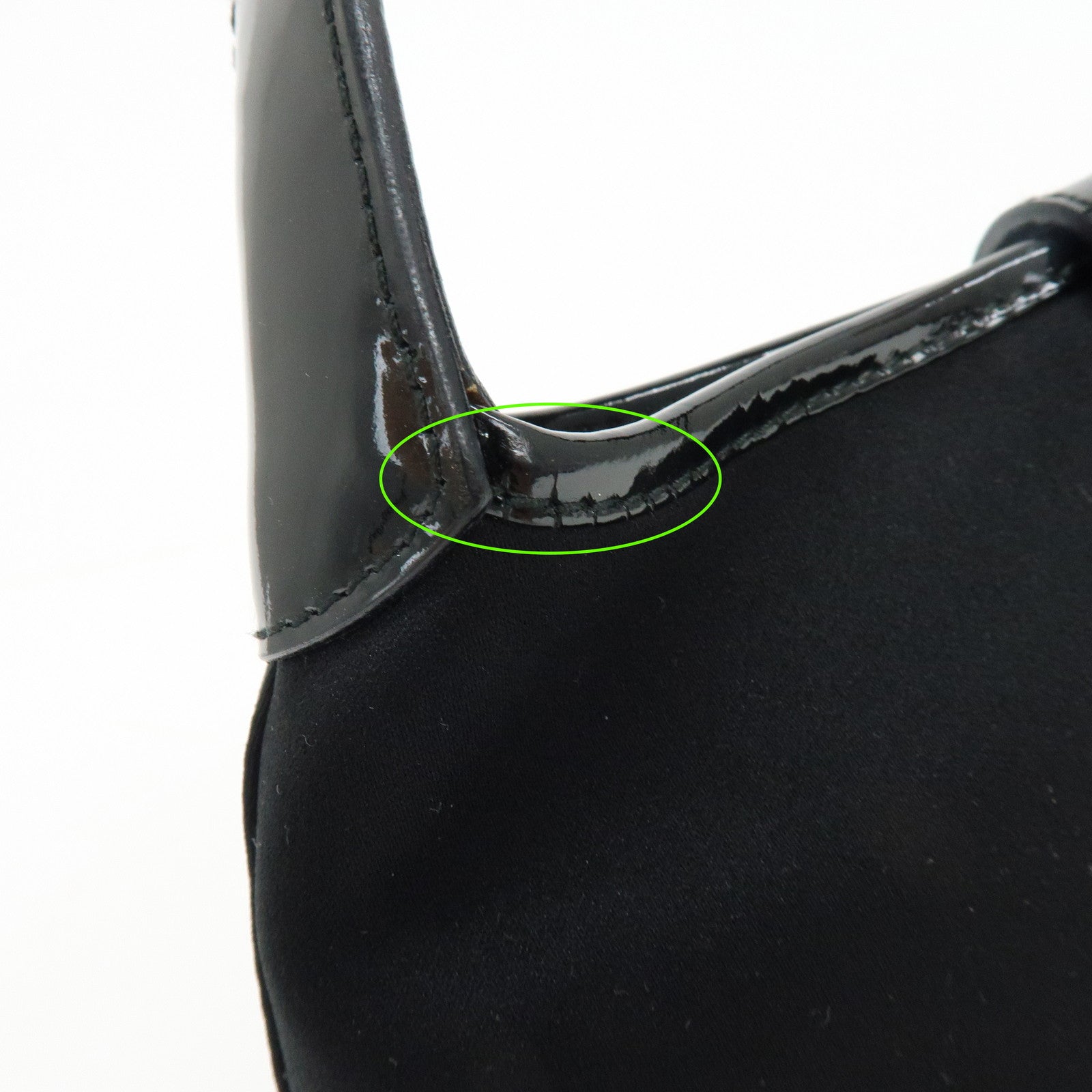 GUCCI Jackie Nylon Patent Leather Hand Bag Black 005・0775
