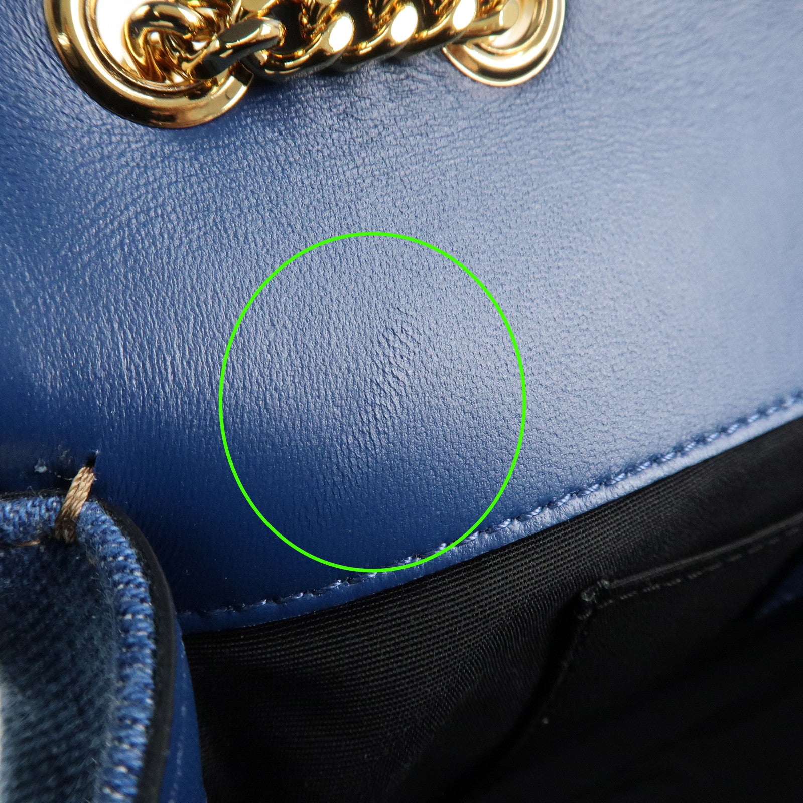 GIANNI VERSACE Demin Leather Chain Shoulder Bag Blue