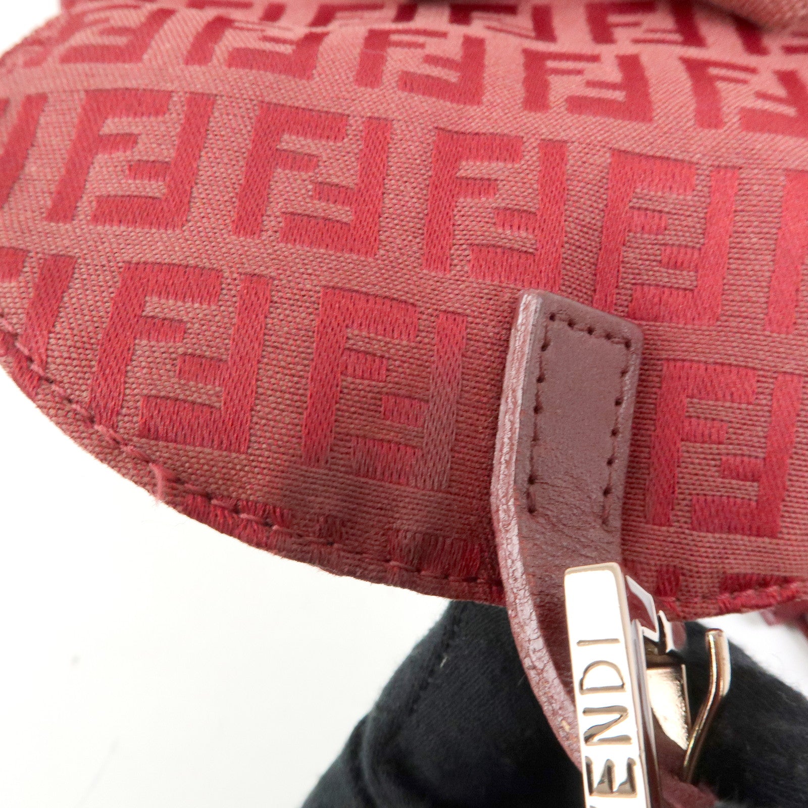 FENDI  Zucchino Canvas Leather Backpack Rucksuck Red 8BZ001