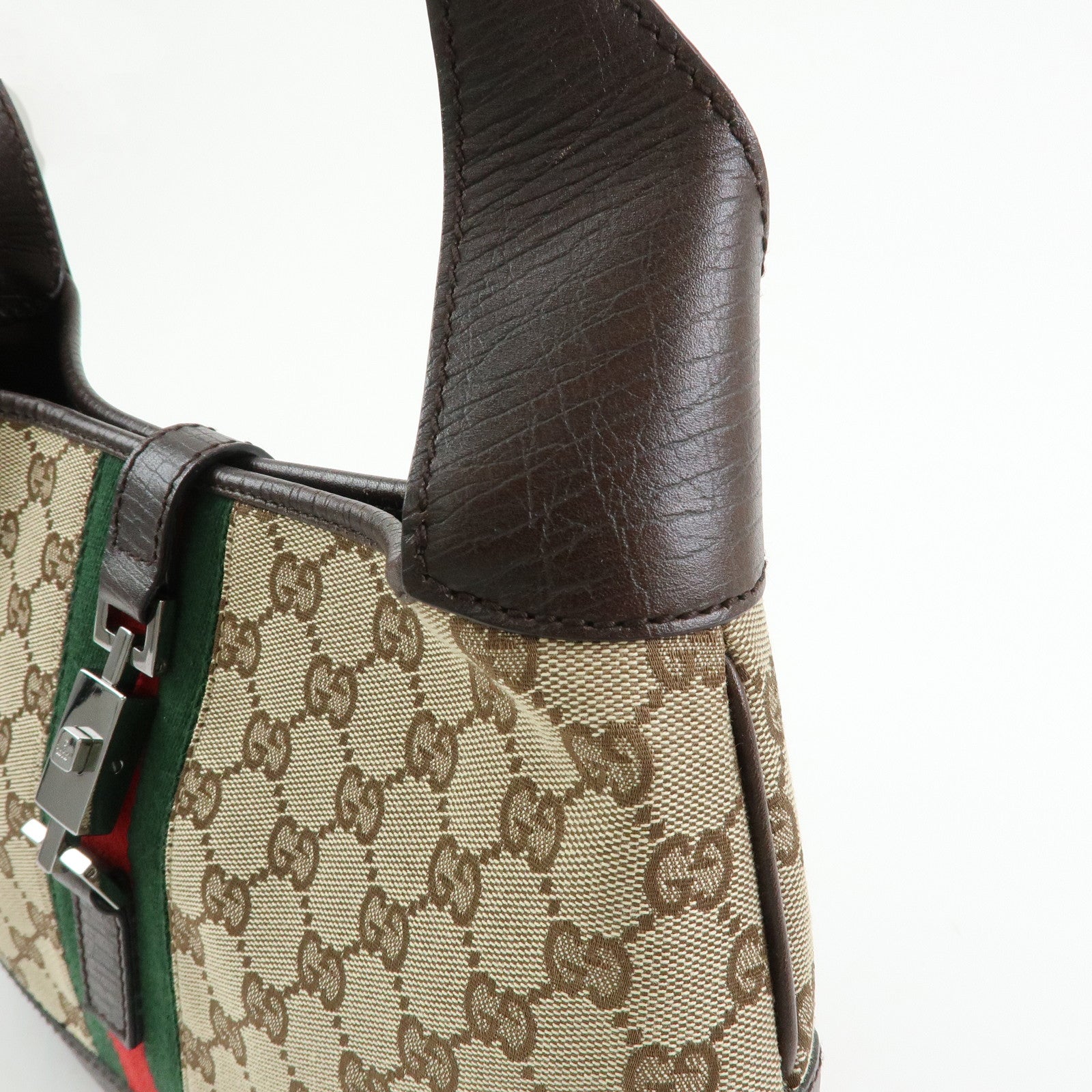 GUCCI Sherry Jackie GG Canvas Leather Shoulder Bag Hand Bag 00963