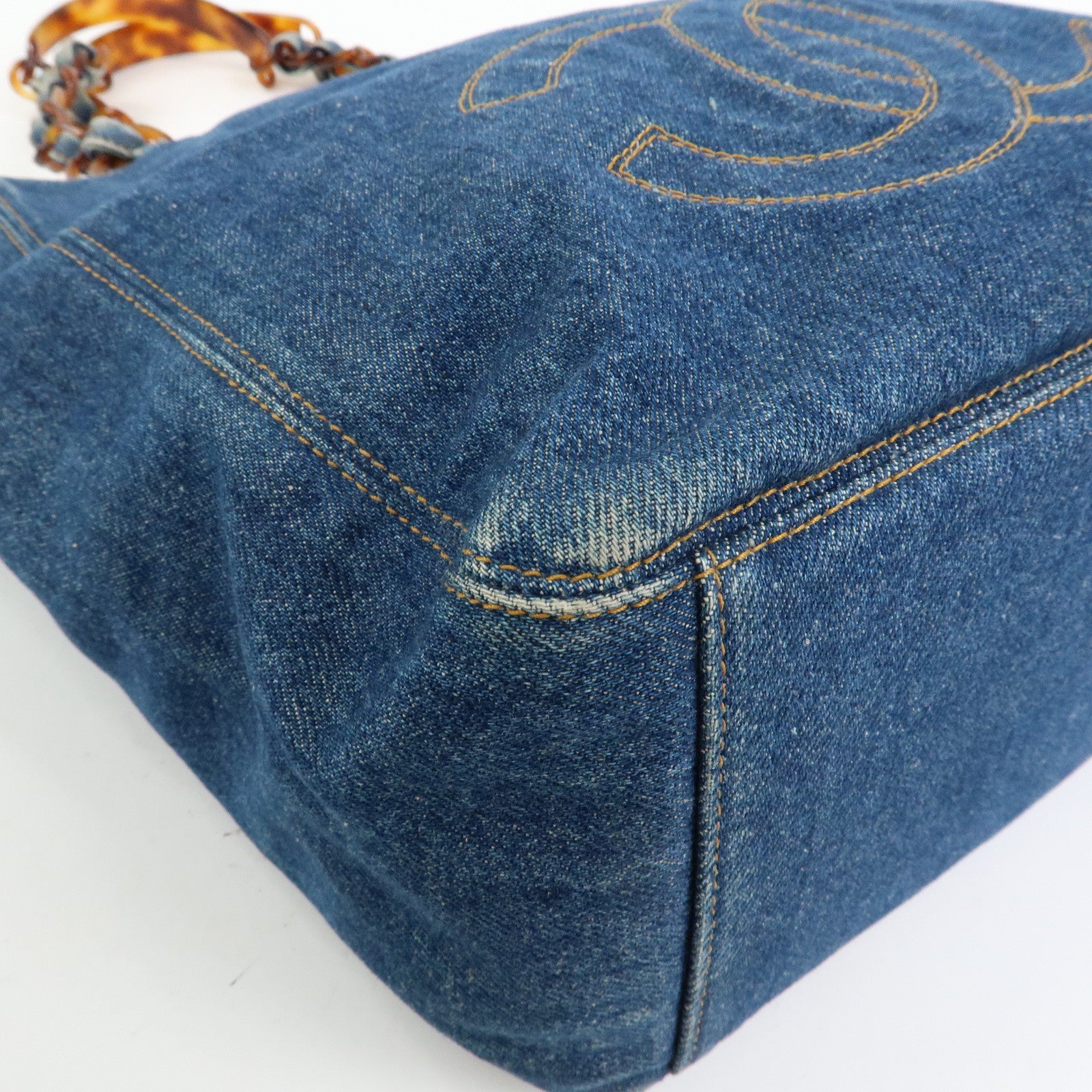 CHANEL COCO Mark Denim Tote Bag Shoulder Bag Blue