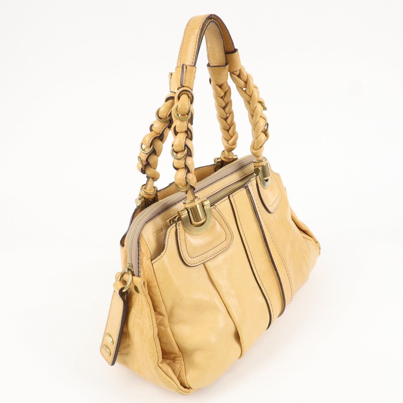 Chloe Heloise Shoulder Bag Hand Bag Beige Gold Hardware Used