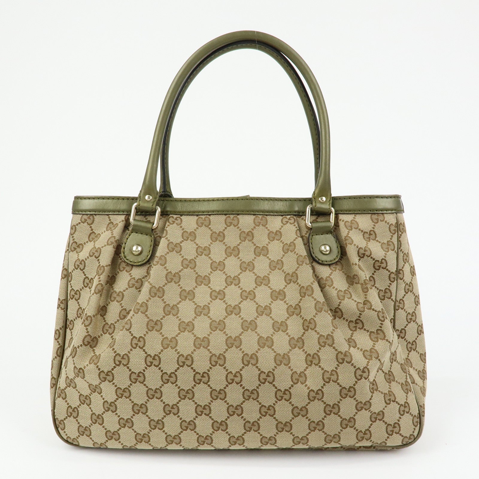 GUCCI Sukey Interlocking G GG Canvas Leather Tote Bag Beige 296835
