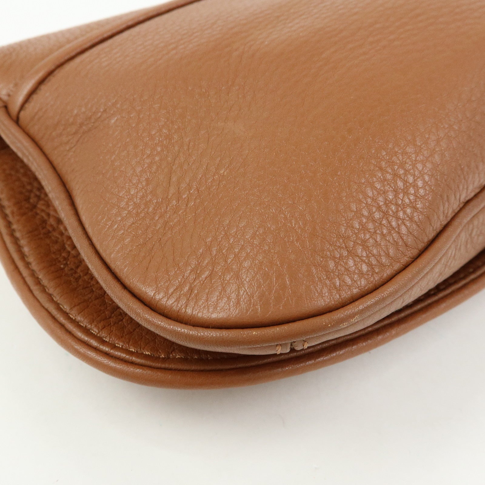 TORY BURCH Leather Flap Shoulder Bag Crossbody Bag Clutch Brown