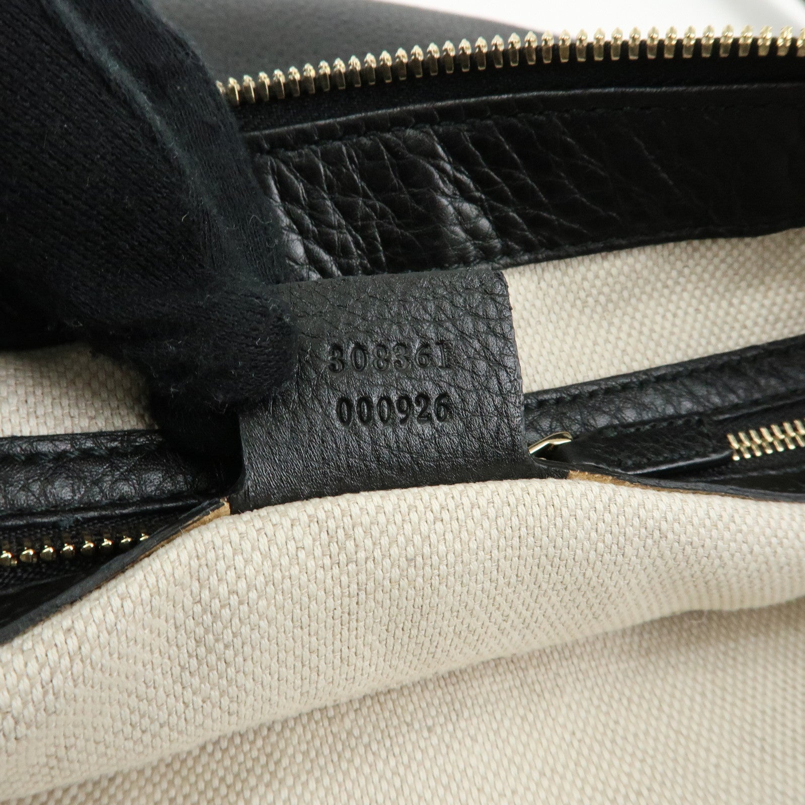 GUCCI SOHO Interlocking G Leather Shoulder Bag Black 308361
