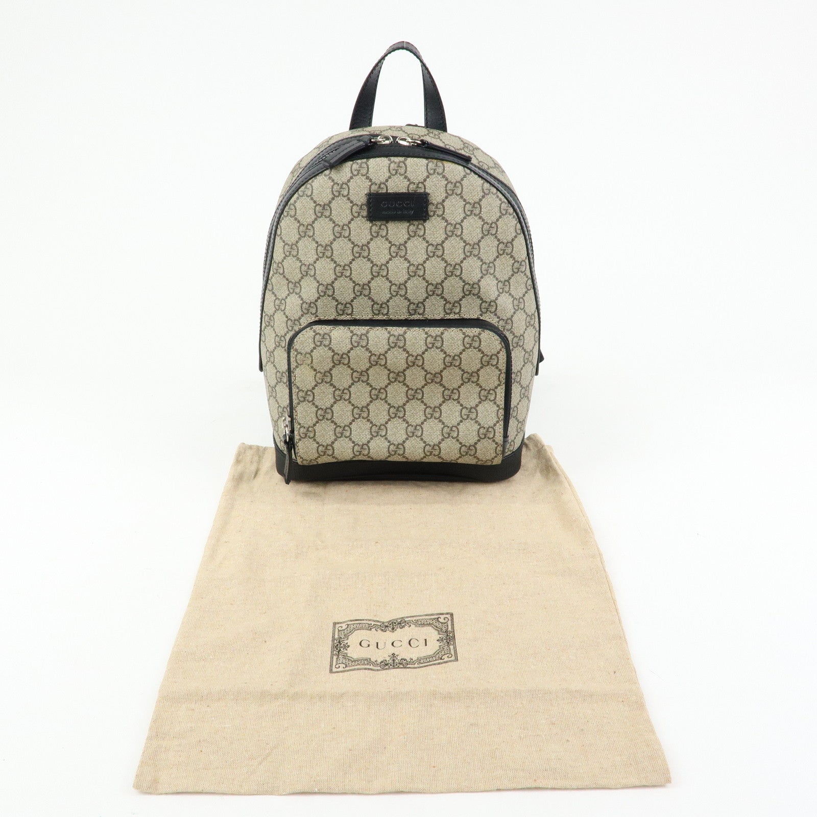 GUCCI GG Supreme Leather Backpack Rucksack Beige Black 429020