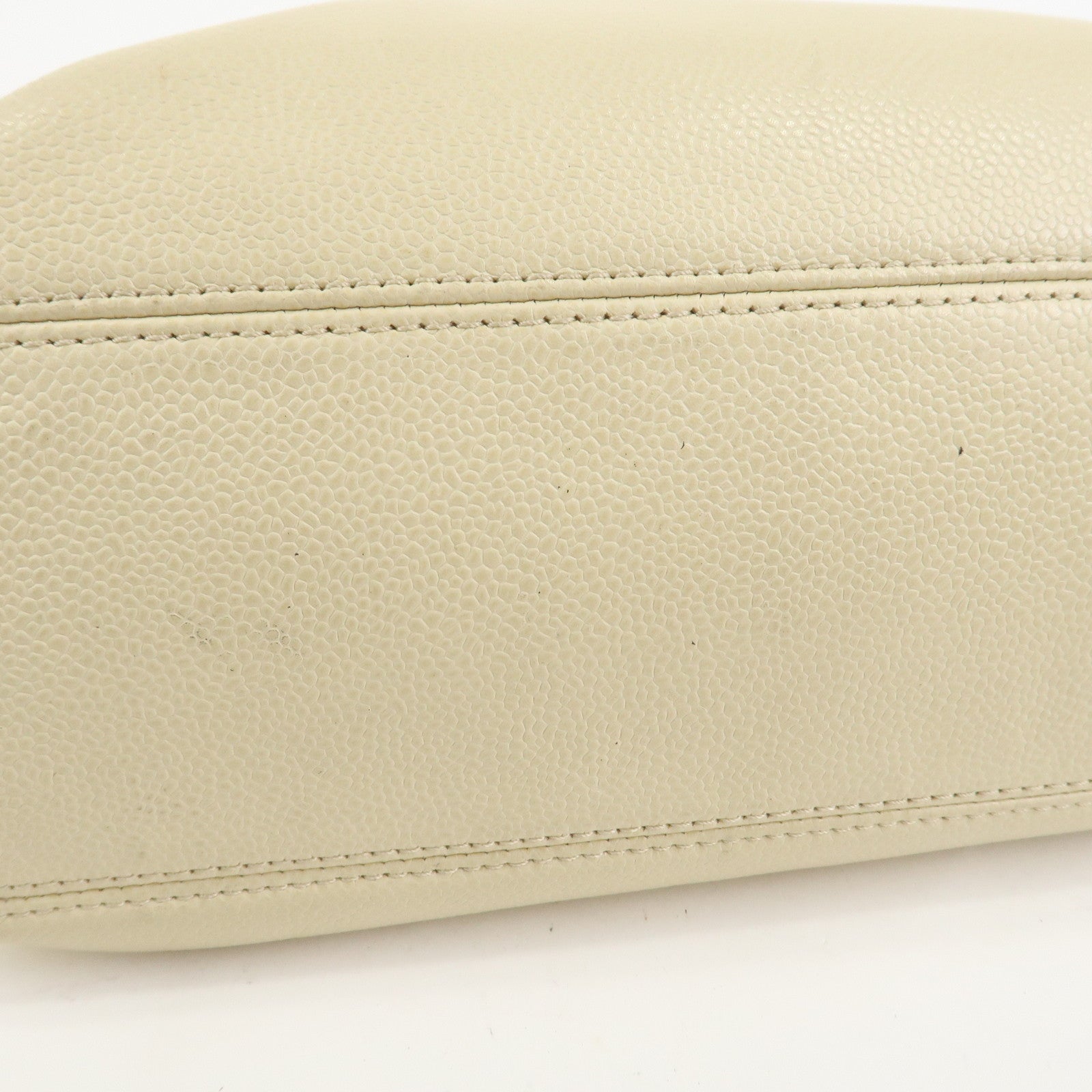 CHANEL COCO Mark Caviarskin Hand Bag Ivory Brown