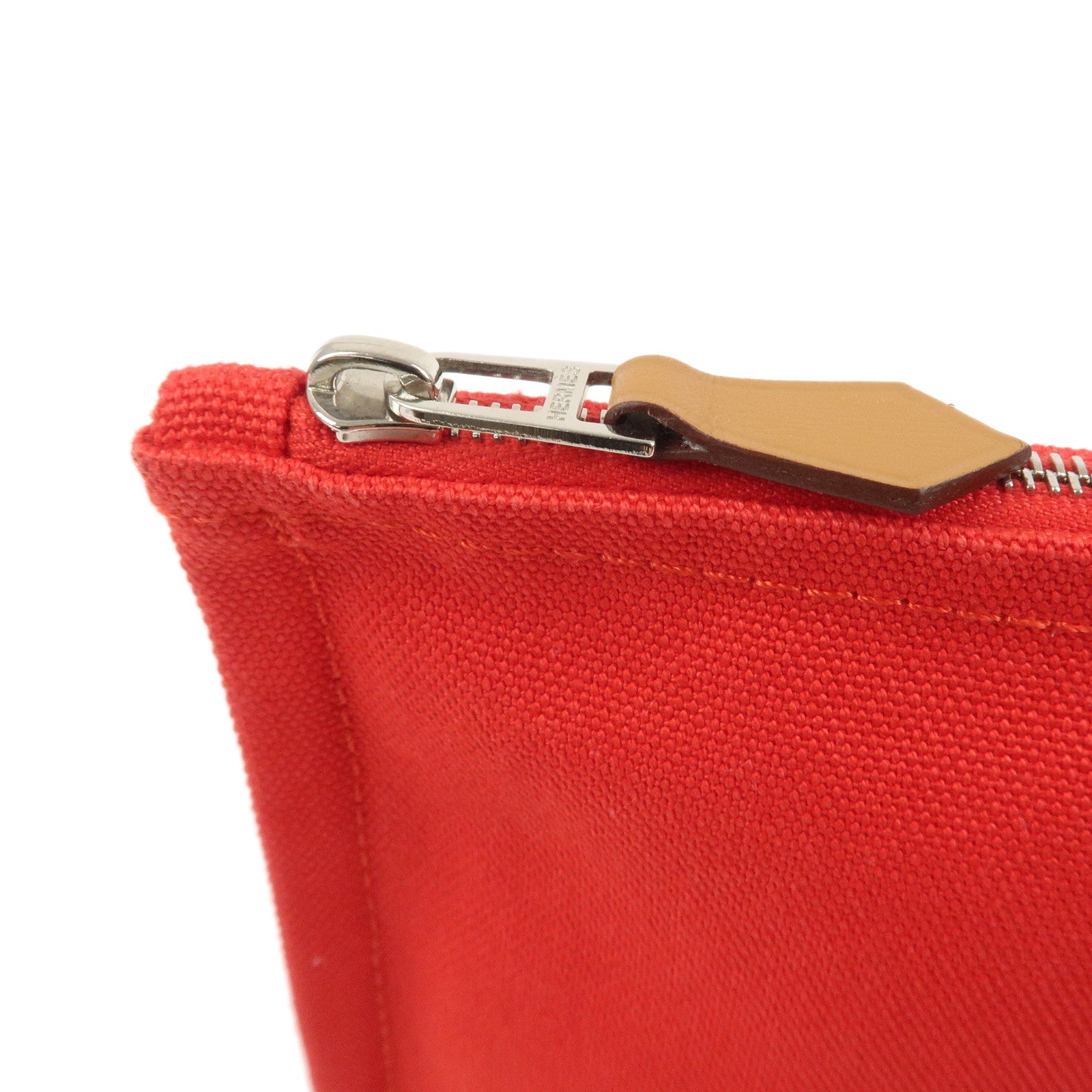 HERMES Yachting GM Canvas Flat Pouch Cosmetic Pouch Rouge