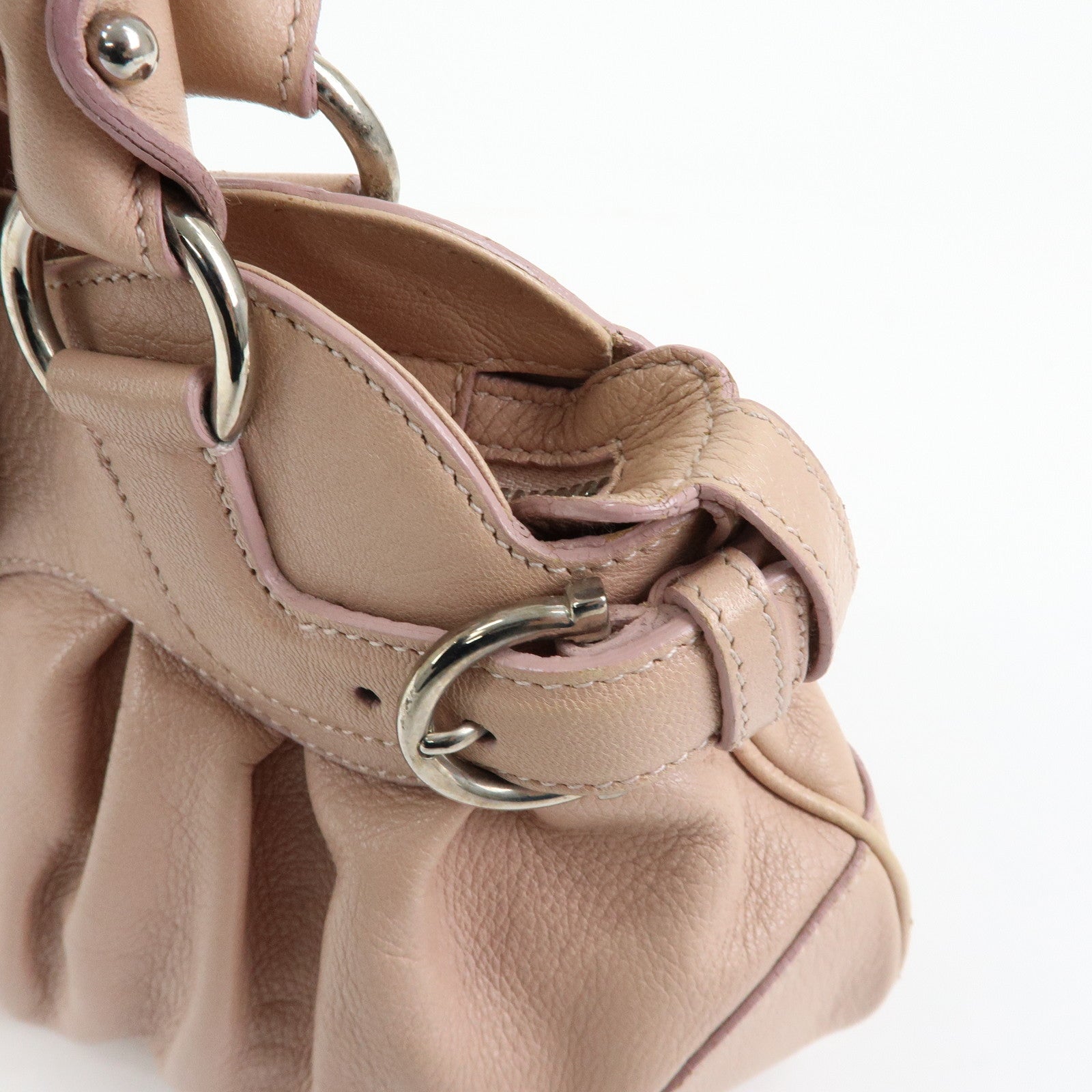 Ferragamo Gancini Leather Shoulder Bag Hand Bag Pink