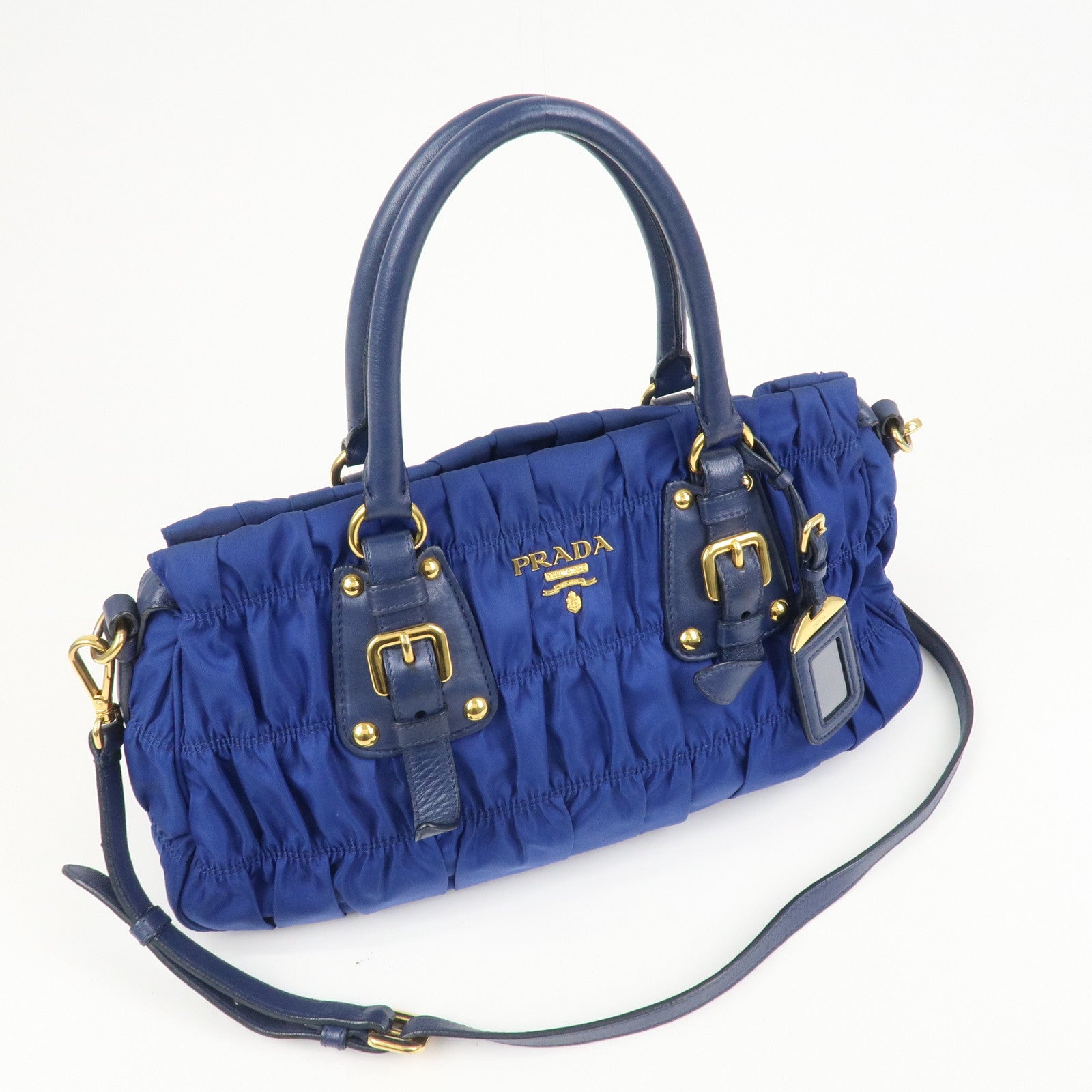 PRADA Logo Nylon Leather 2Way Bag Hand Bag Shoulder Bag BN 1407