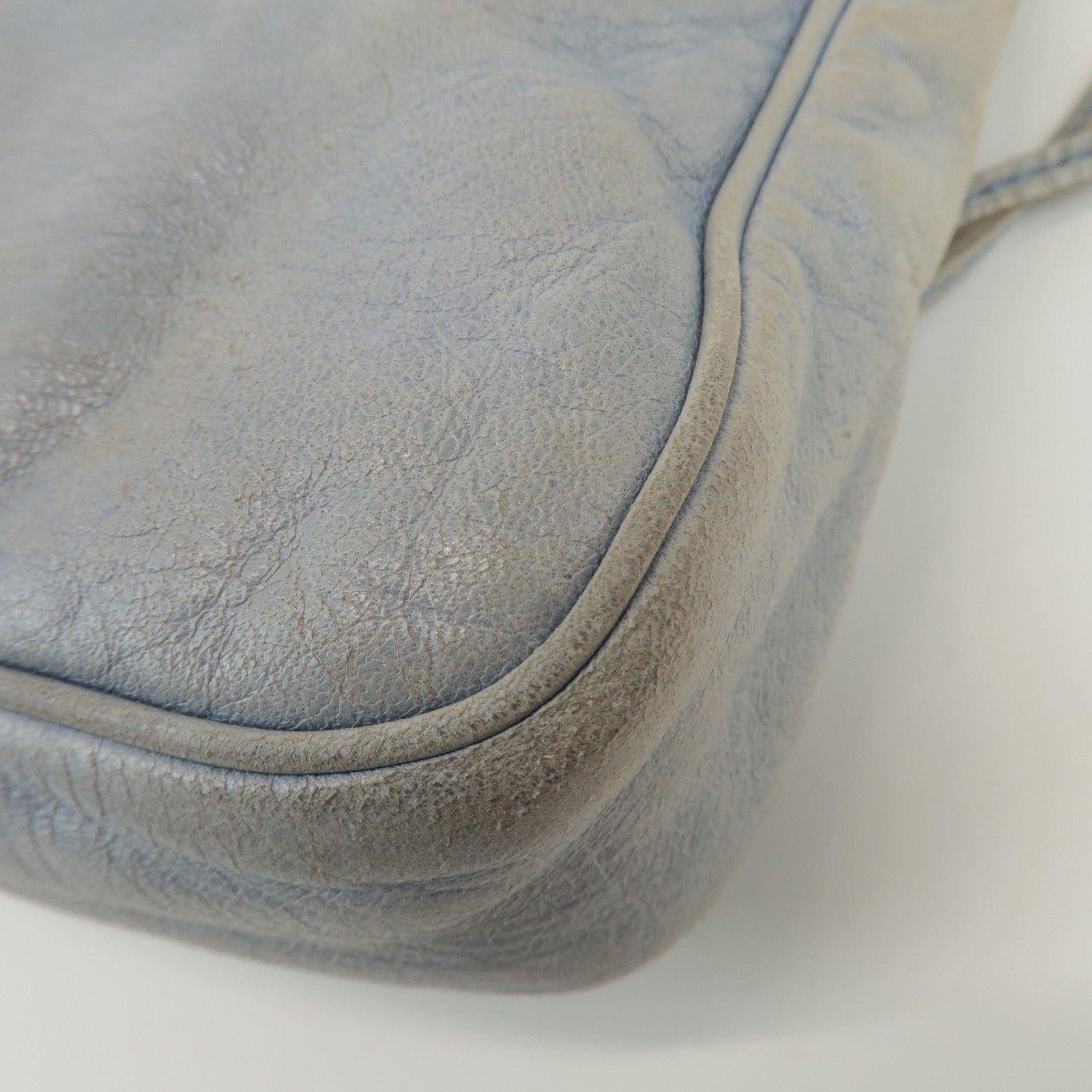 BALENCIAGA The Hip Leather Shoulder Crossbody Bag Light Blue 242803