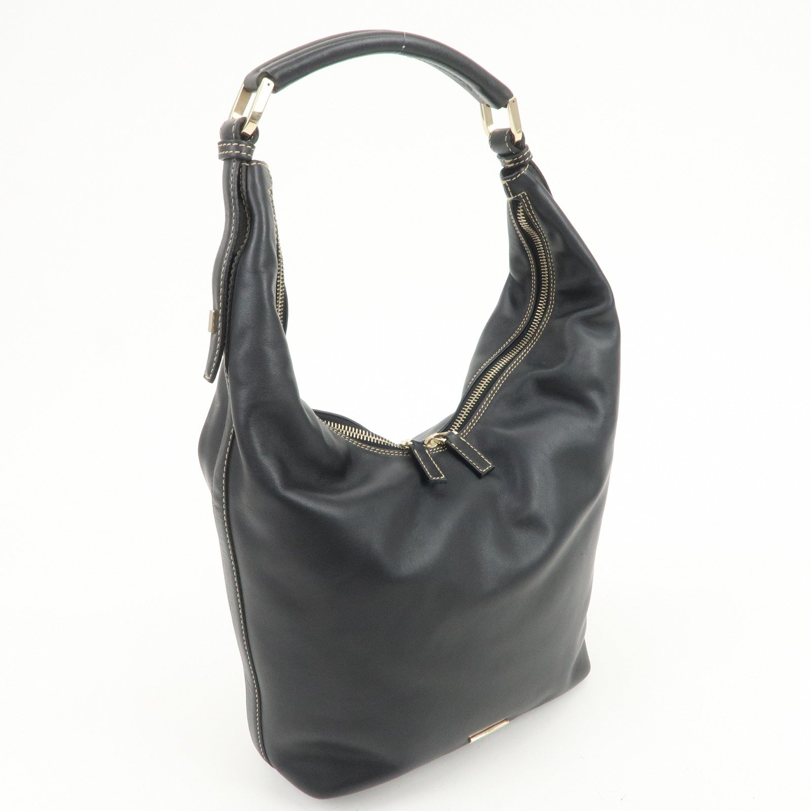 GUCCI Leather Shoulder Bag Hand Bag Black 001.4288