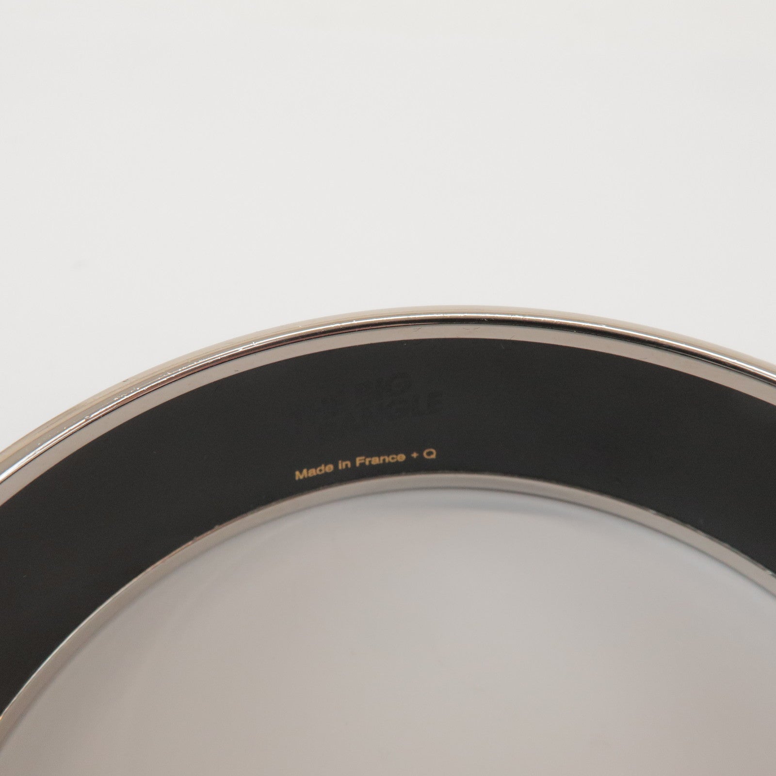 HERMES Email GM Bangle Plated Bracelet Khaki Ivory Navy