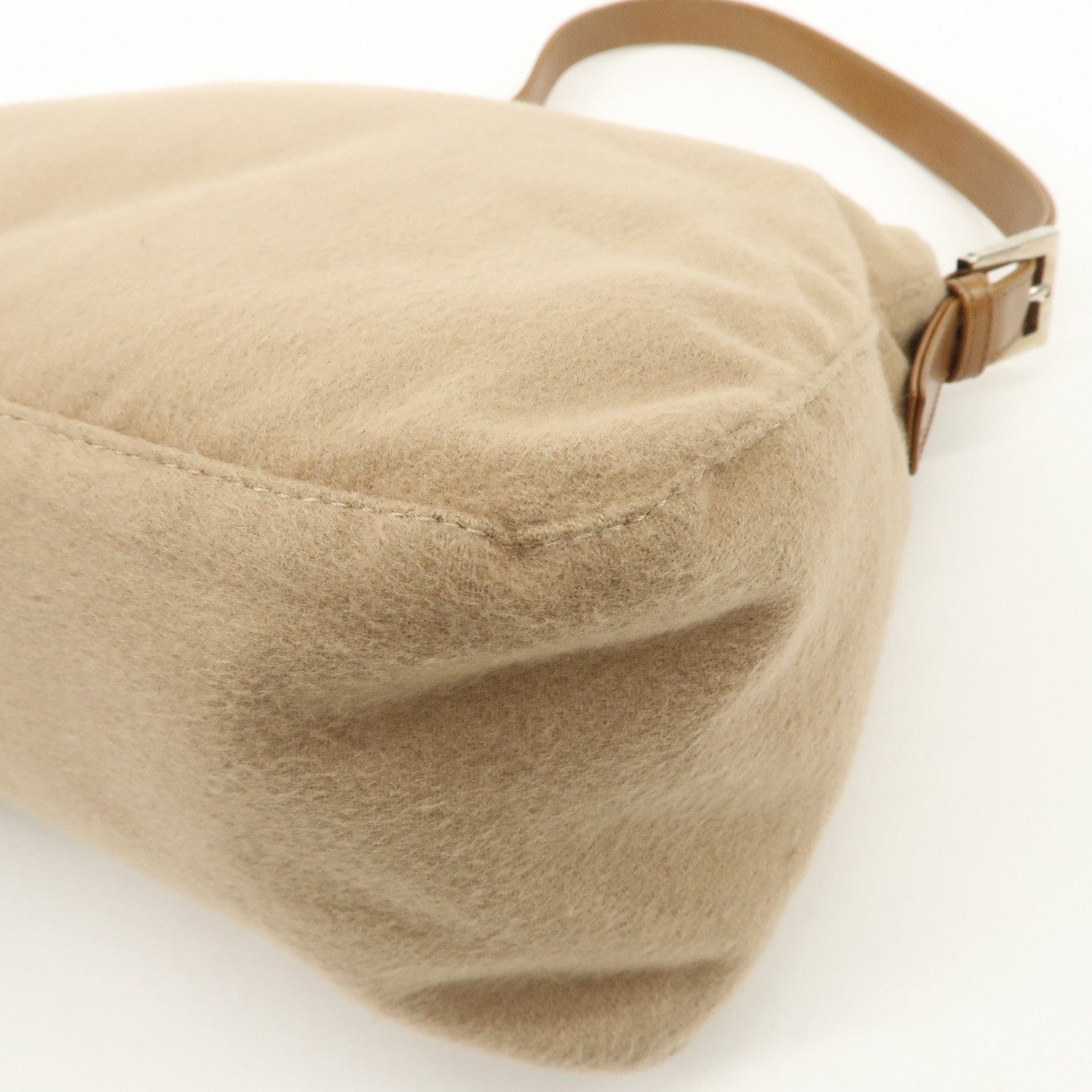 FENDI Zucca Mamma Baguette Wool Shoulder Bag Black Brown 26325