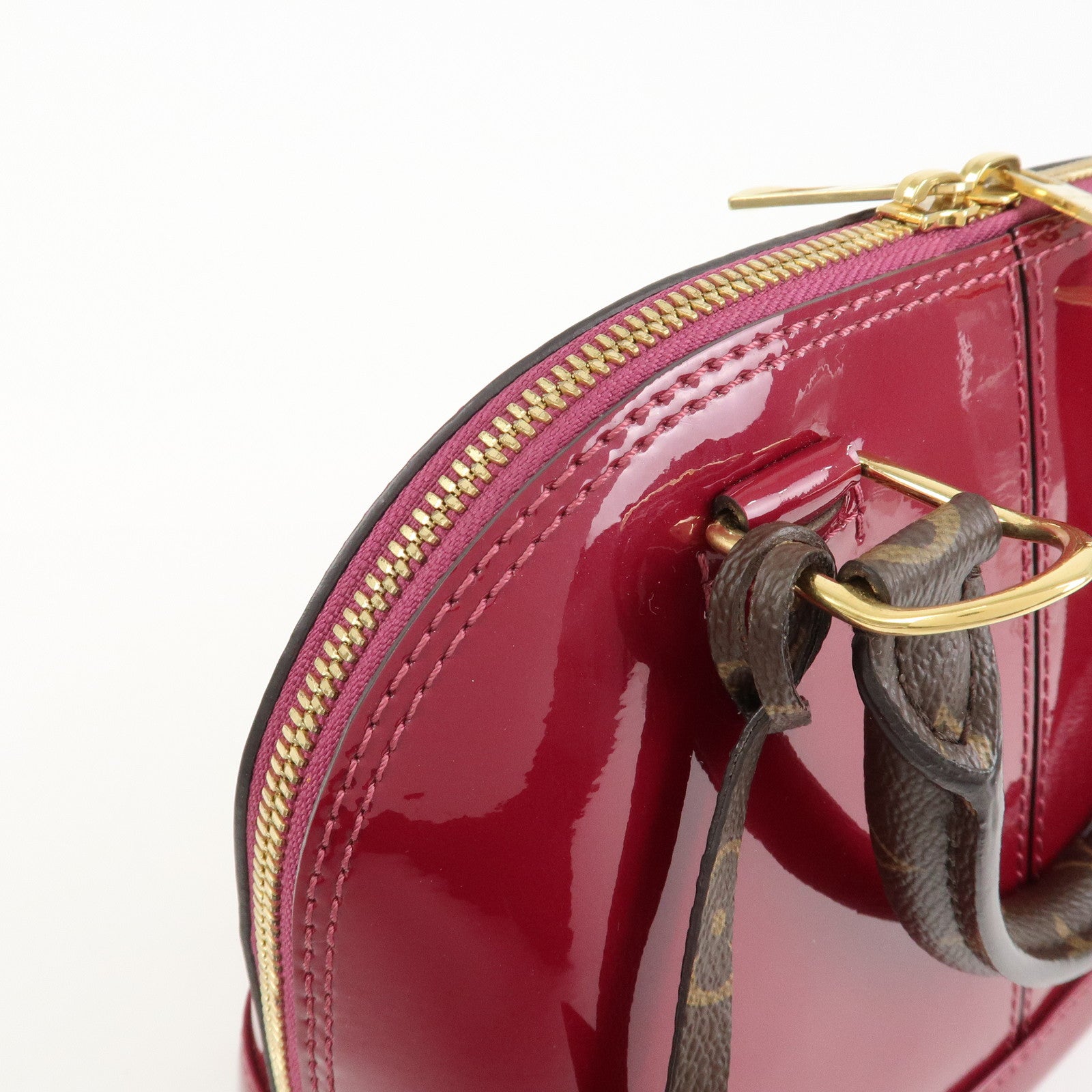 Louis Vuitton Monogram Vernis Alma BB 2Way Hand Bag Magenta M54785 Used