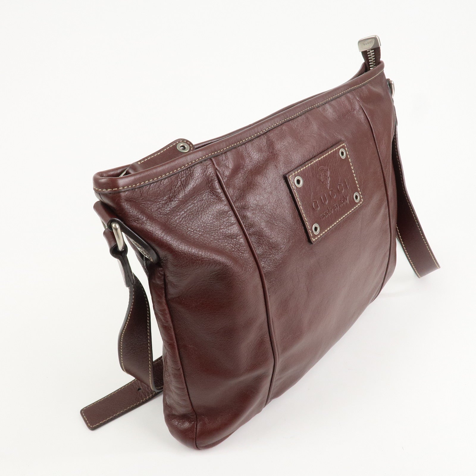 GUCCI Leather Shoulder Bag Crossbody Bag Bordeaux 190279 Used