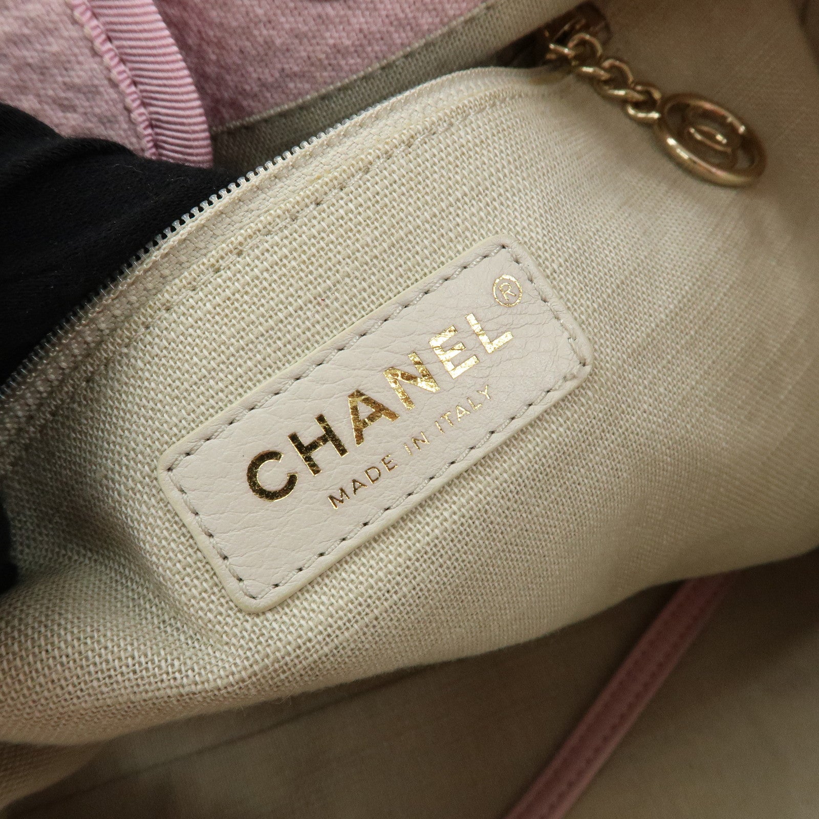 CHANEL Deauville MM Canvas Leather Tote Bag Shoulder Bag A67001