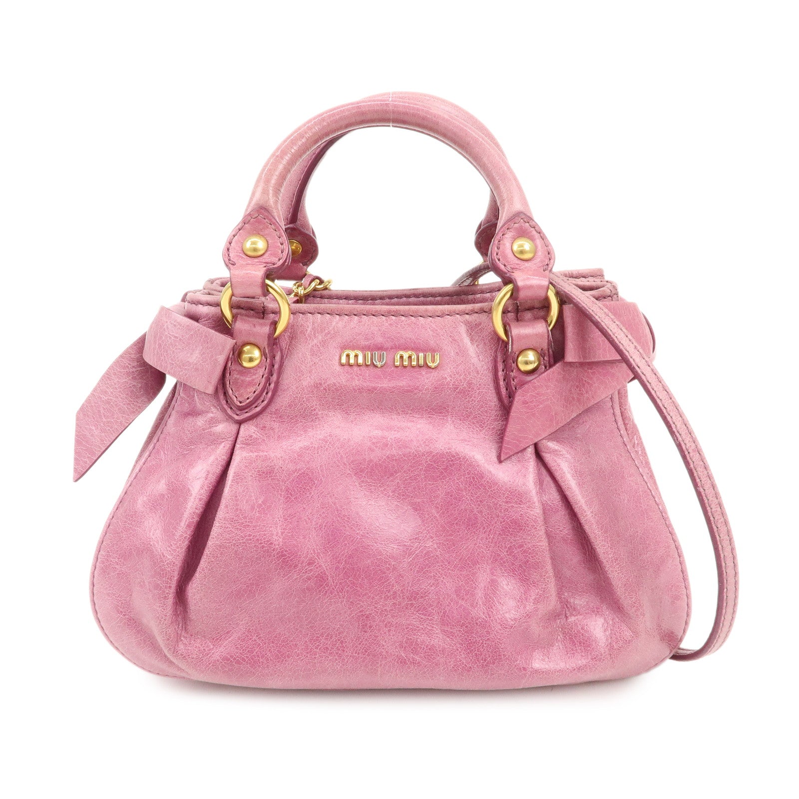 MIU MIU Leather Side Ribbon 2Way Bag Hand Bag Shoulder Bag