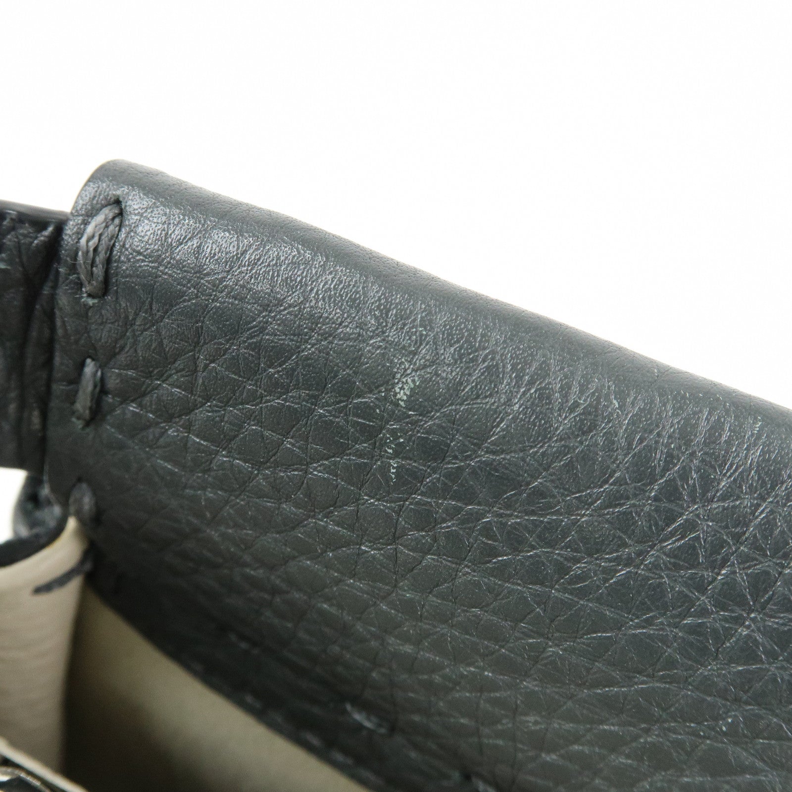 FENDI Selleria Peekaboo Leather 2Way Bag Hand Bag Gray 8BN290