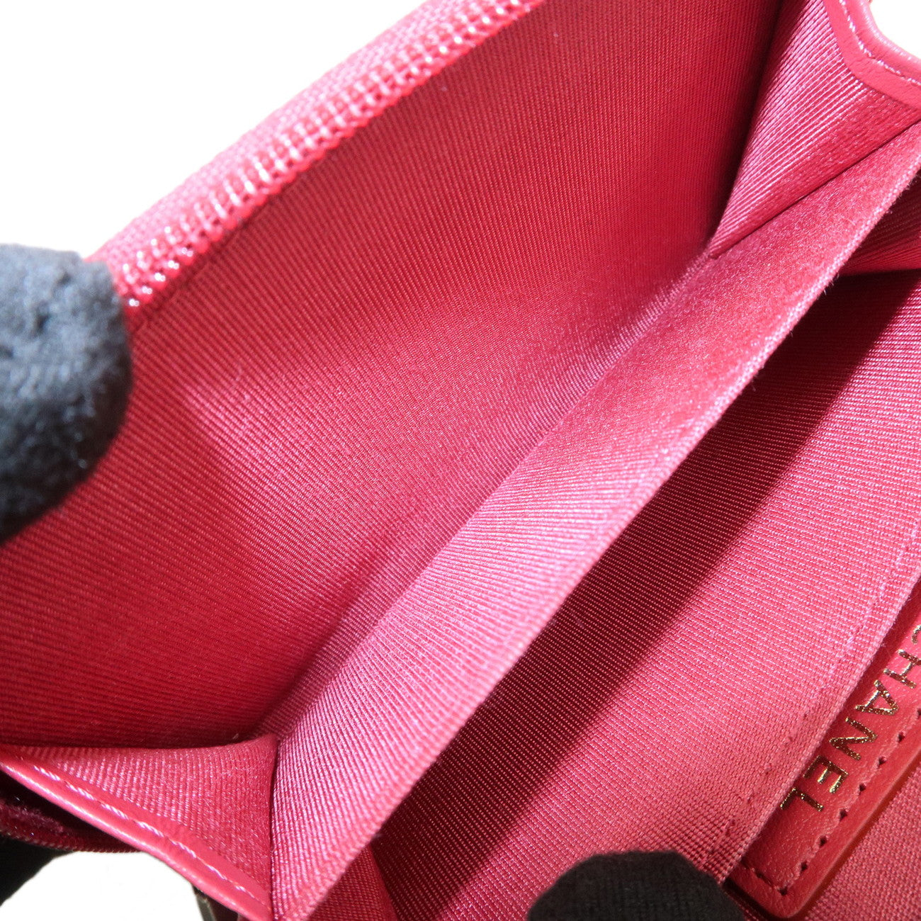 CHANEL COCO Mark Caviarskin Card Case Coin Case Red A68890