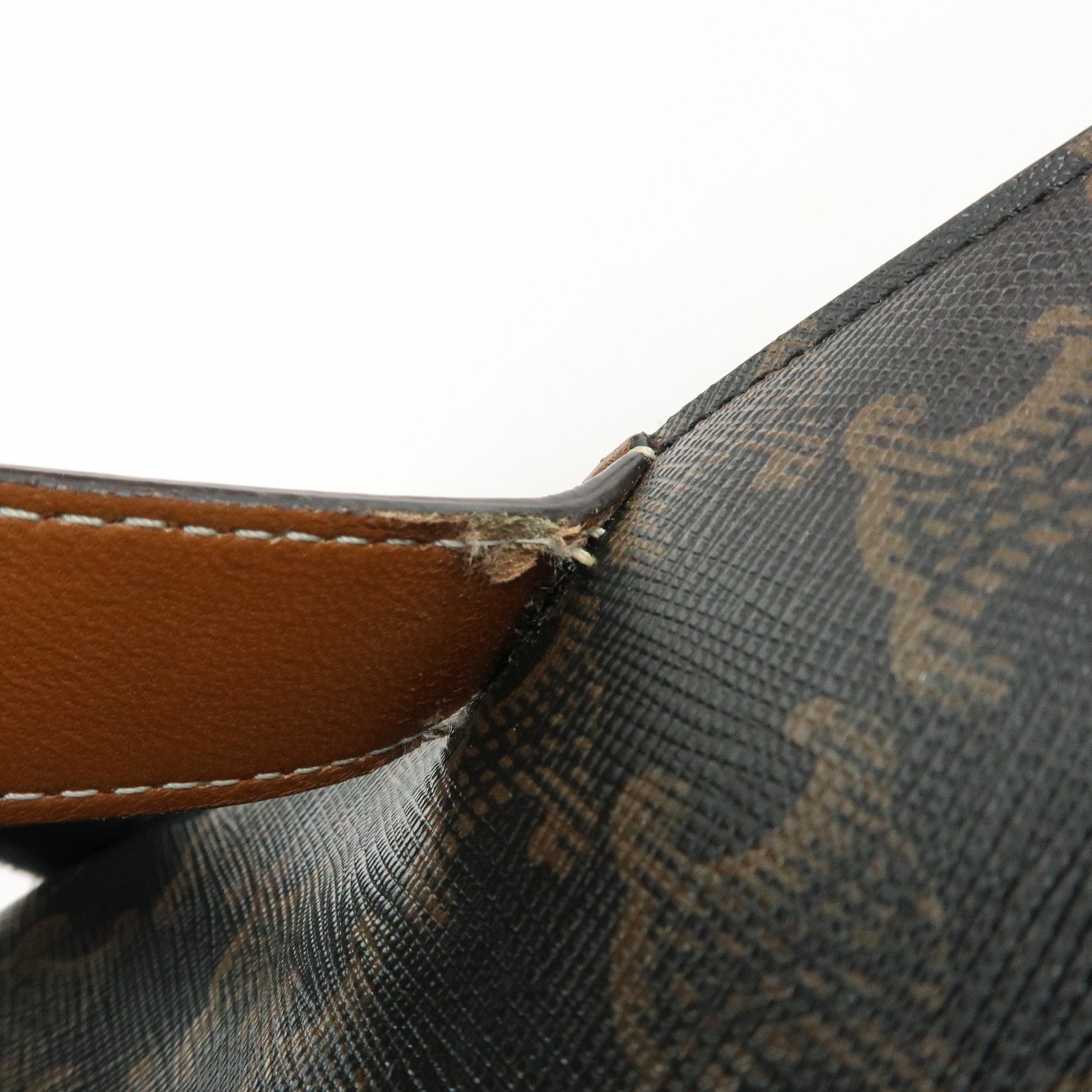 CELINE Triomphe PVC Leather Clutch Bag Pouch Black Brown