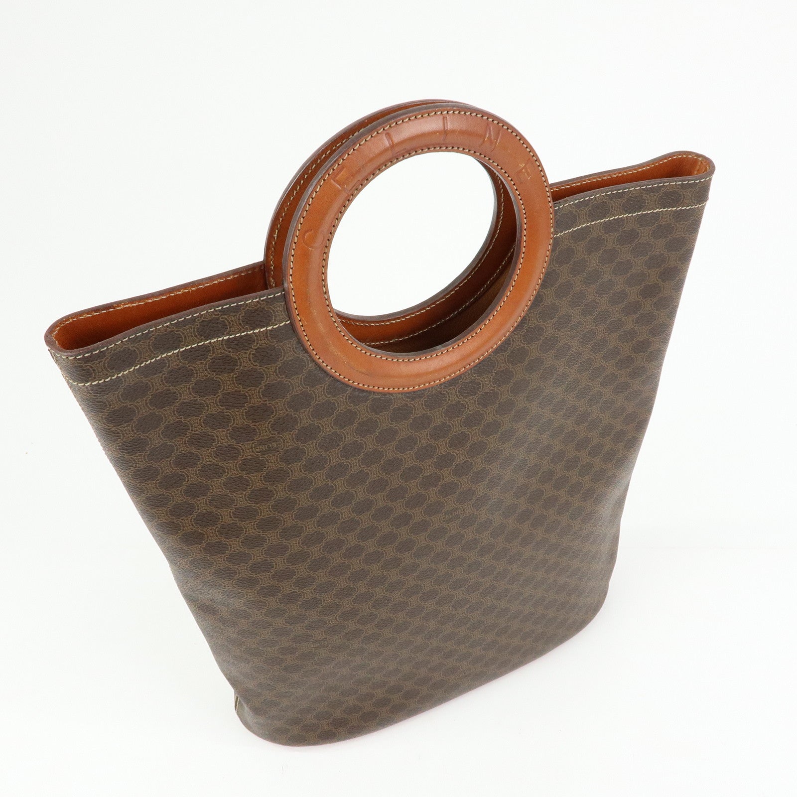 CELINE Macadam PVC Leather Hand Bag Tote Bag Brown