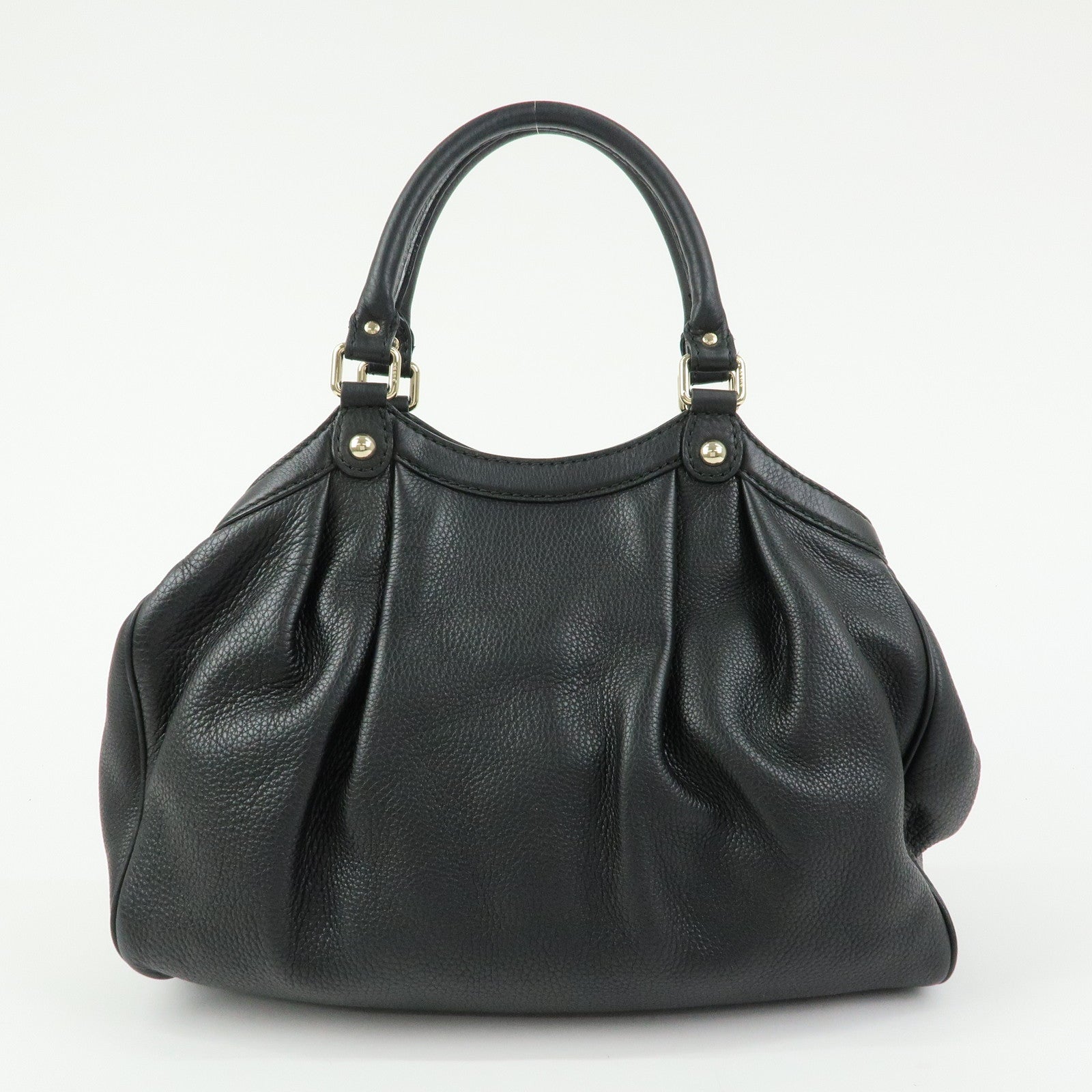 GUCCI Sukey Interlocking G Leather Tote Hand Bag Black 211944