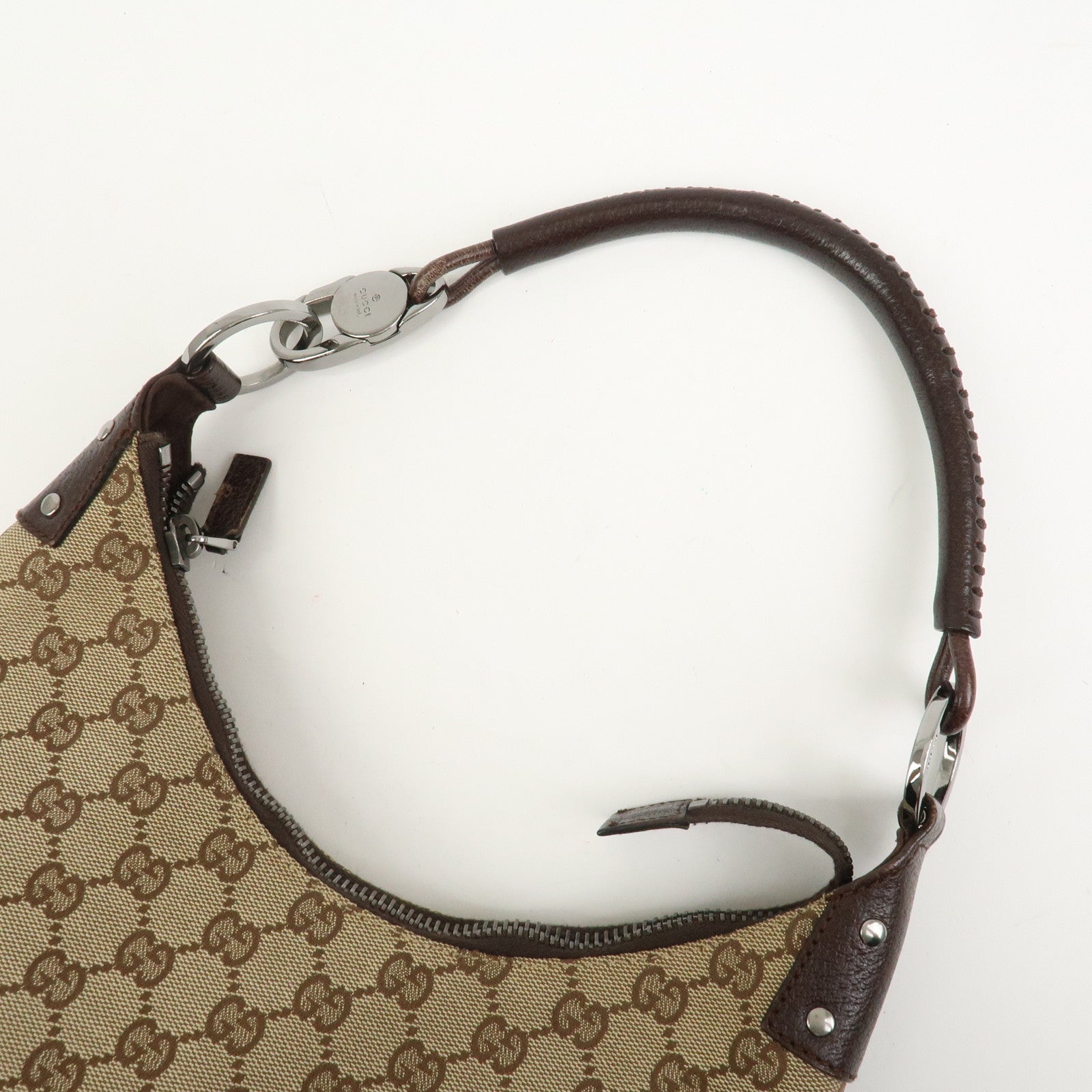 GUCCI GG Monogram Canvas Leather Shoulder Bag Beige Brown 115003