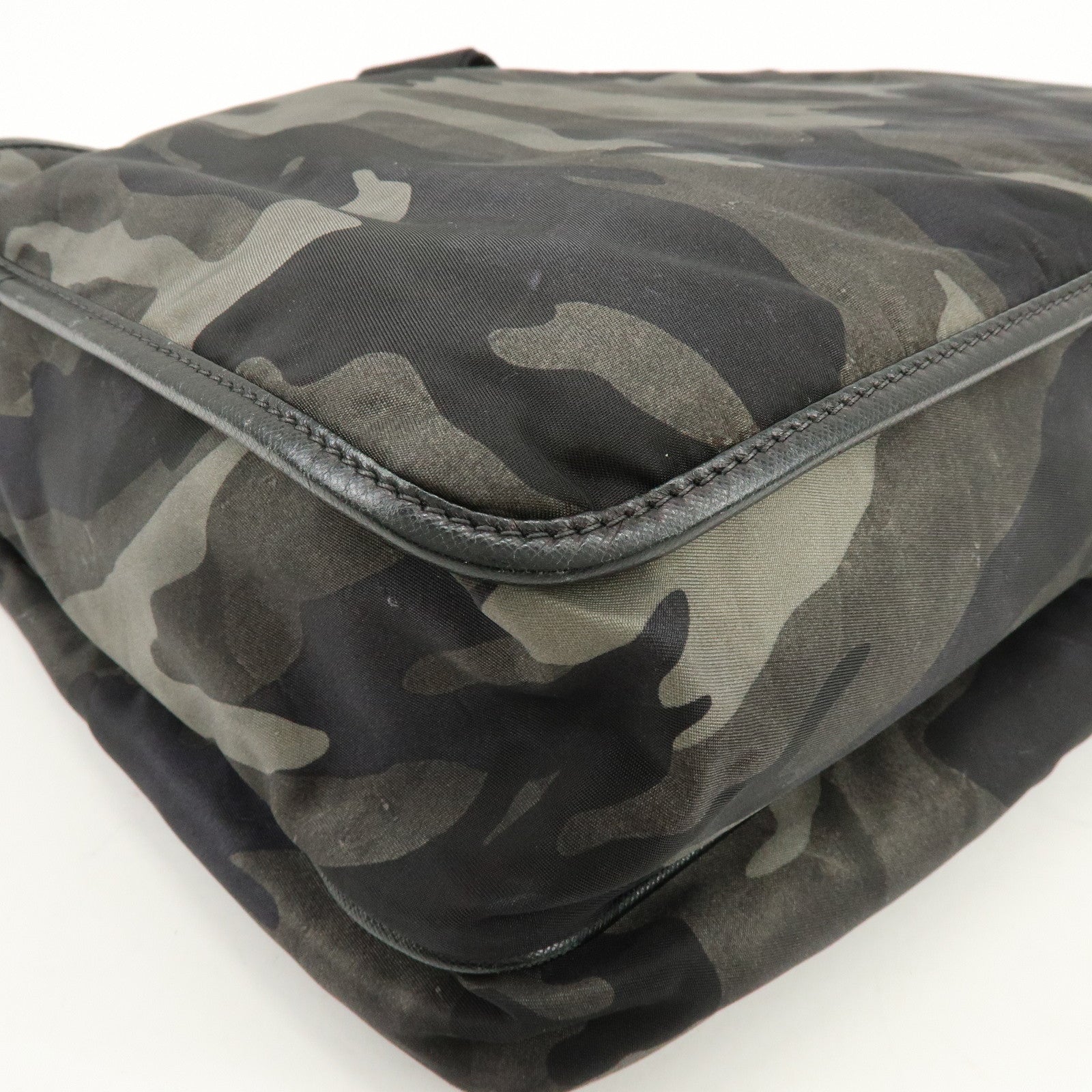 PRADA Triangle Logo Nylon Saffiano Leather Camouflage Shoulder Bag