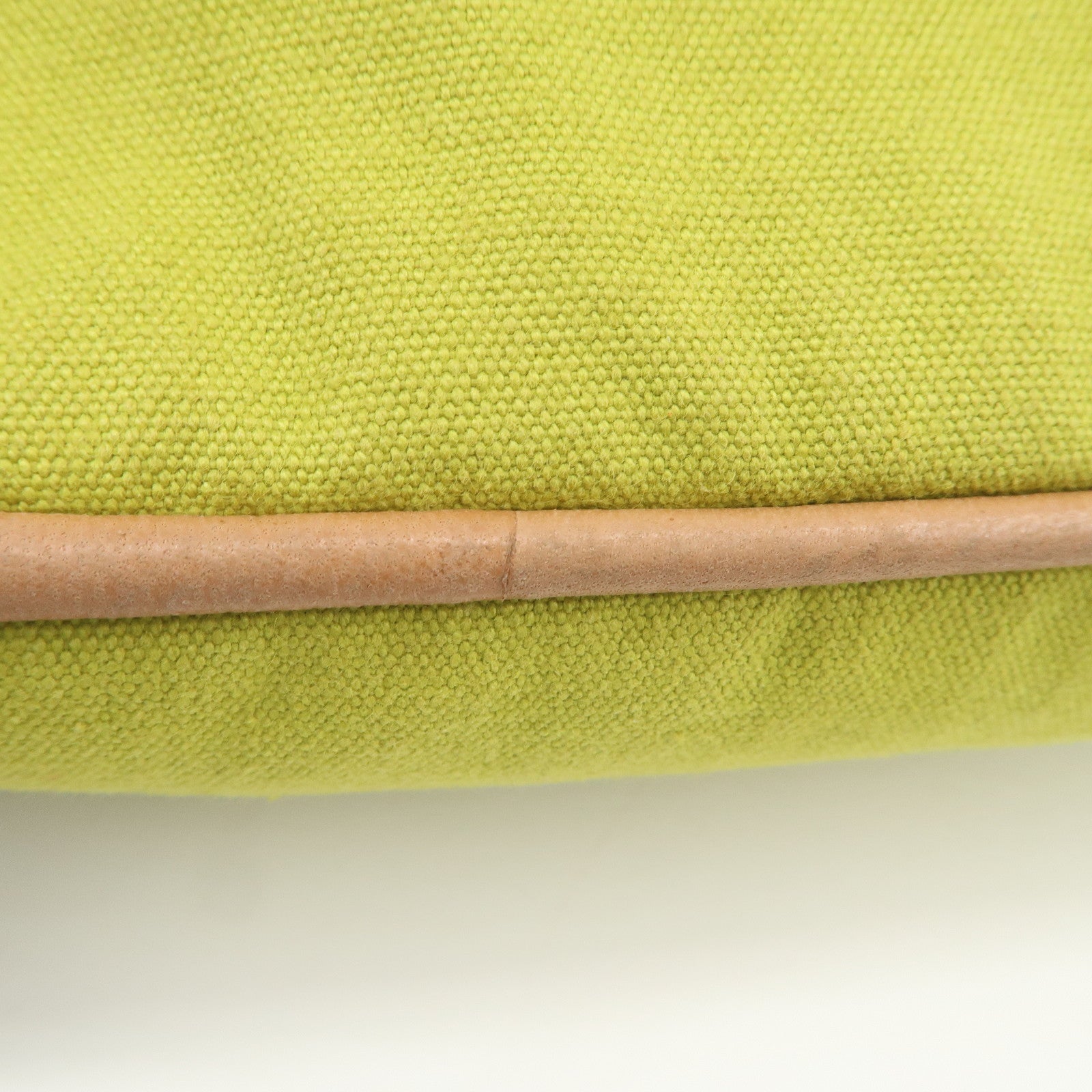 HERMES Bolide Pouch MM Canvas Leather Cosmetic Pouch Light Green