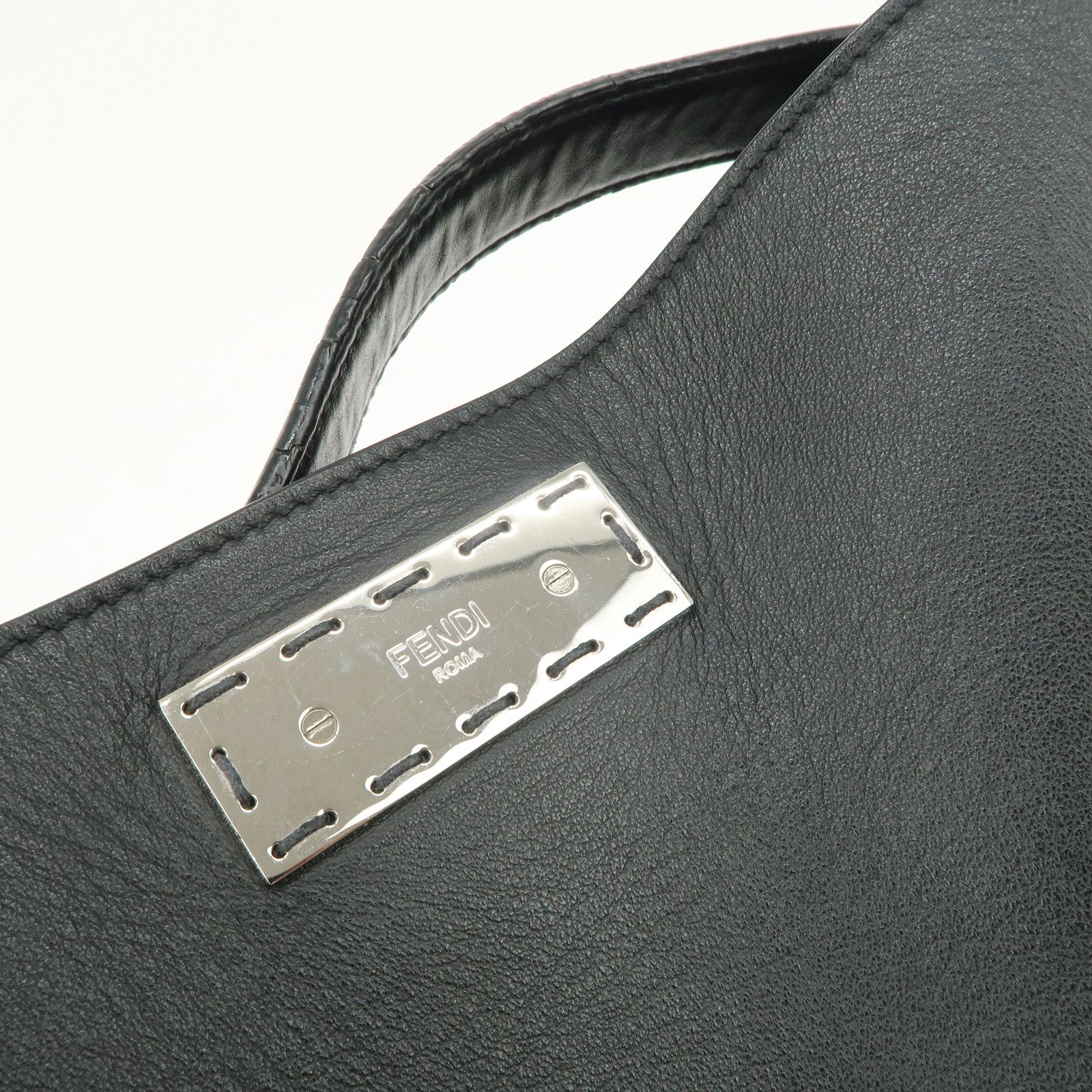 FENDI Peekaboo X-lite Fit Leather 2Way Bag Hand Bag Black Used