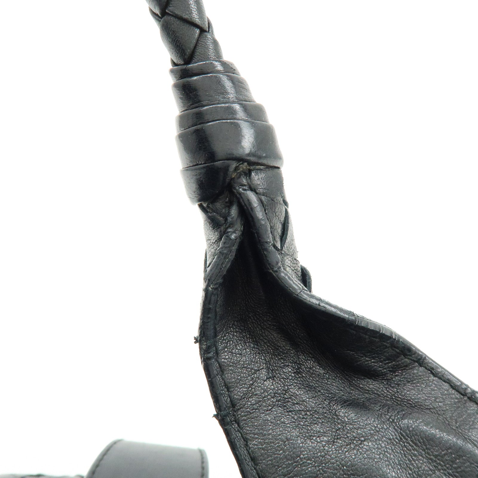 BOTTEGA VENETA  Intrecciato Leather Hand Bag Black 113087