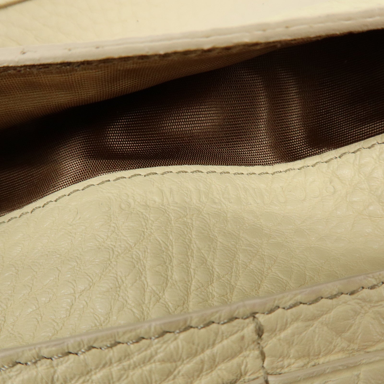 FENDI Selleria Calf Leather Long Wallet Ivory 8M0144