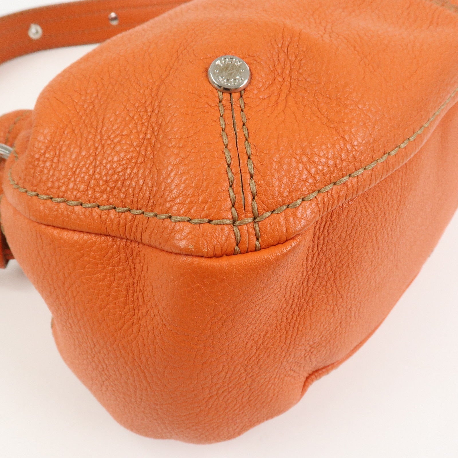 TOD’S Leather Shoulder Bag Hand Bag Orange