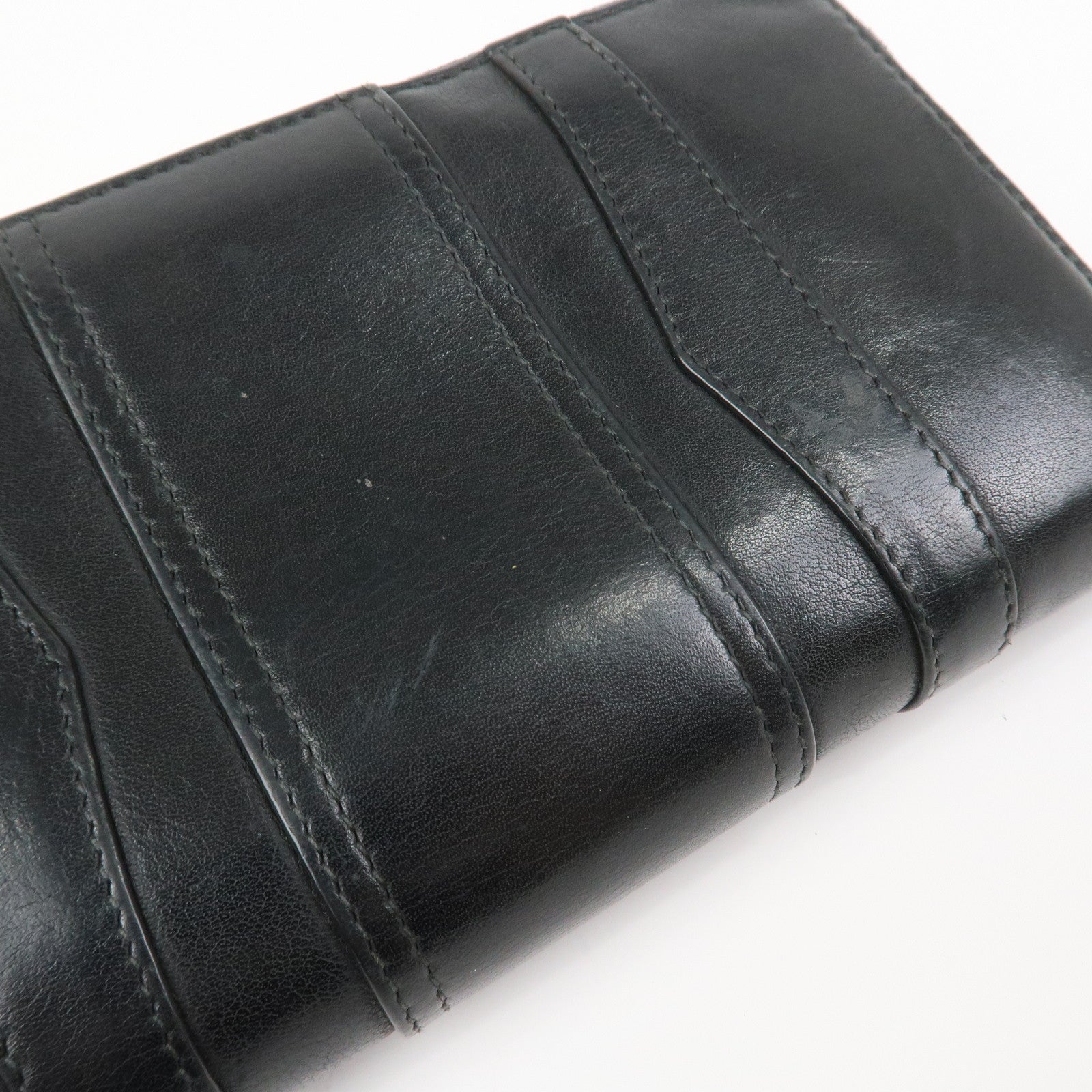 BVLGARI B-zero 1 Leather Zip Around Bi-fold Long Wallet Black