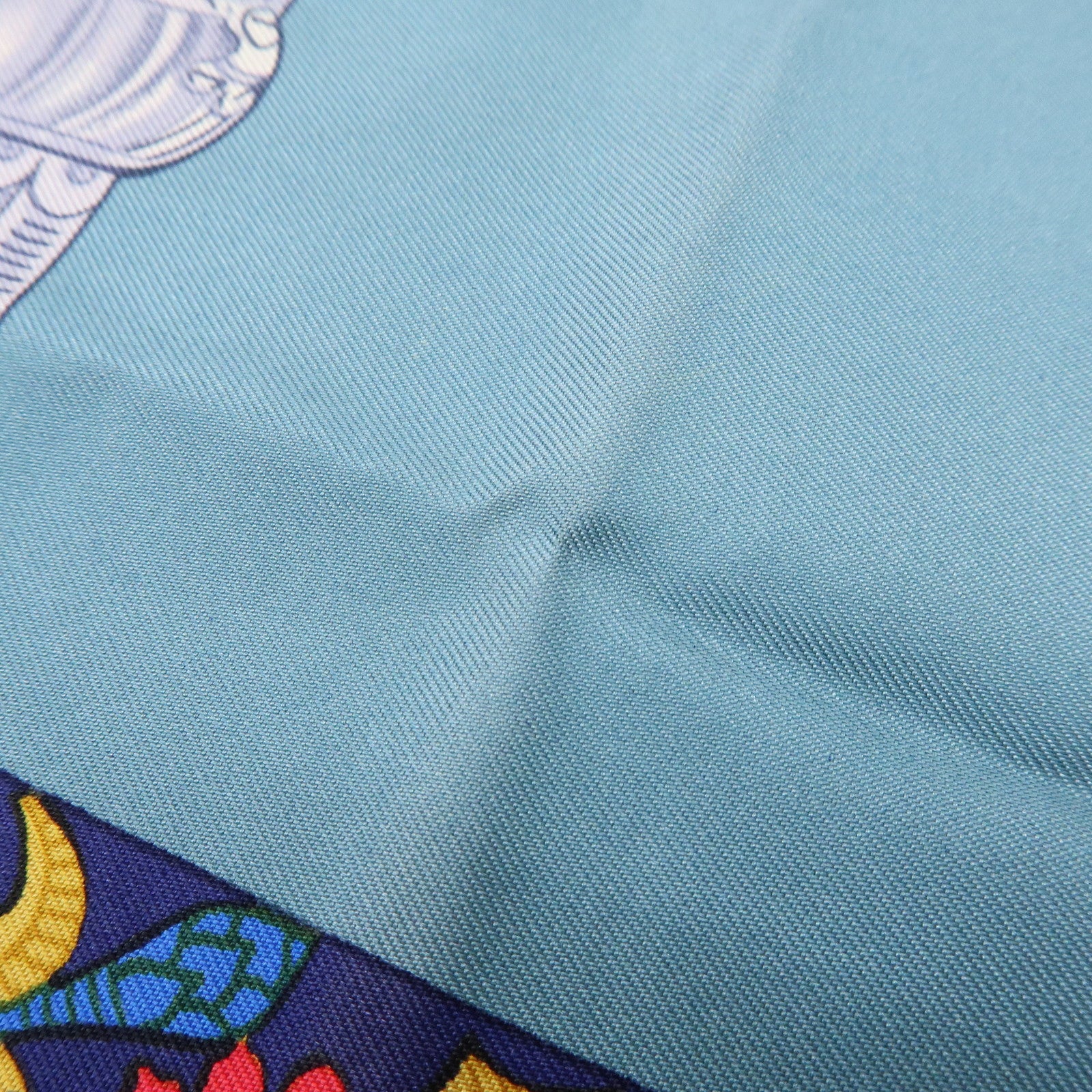 HERMES Carre 90 Silk 100% Scarf TORANA Blue Green Gold