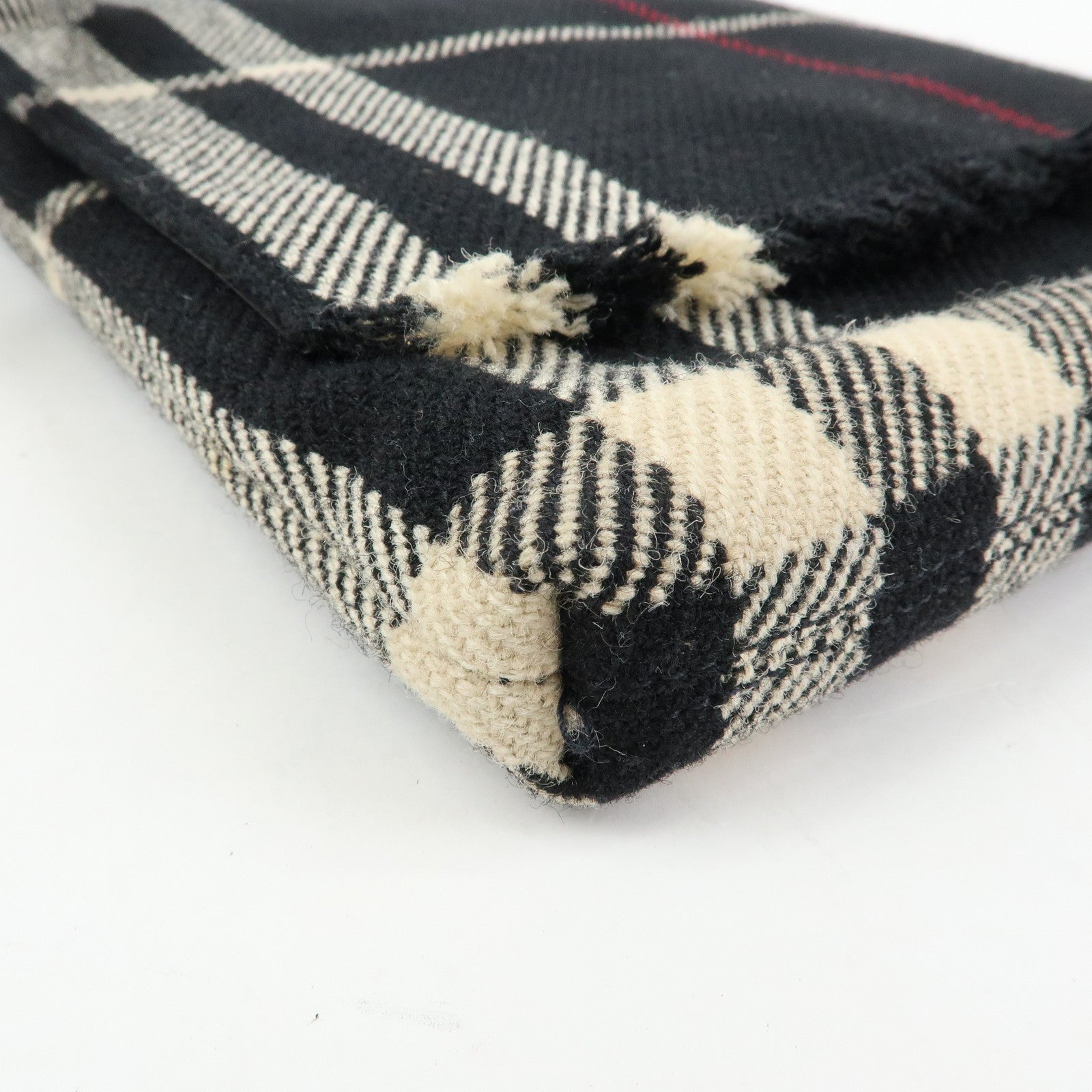 BURBERRY Plaid Wool Leather Shoulder Bag Crossbody Bag Black